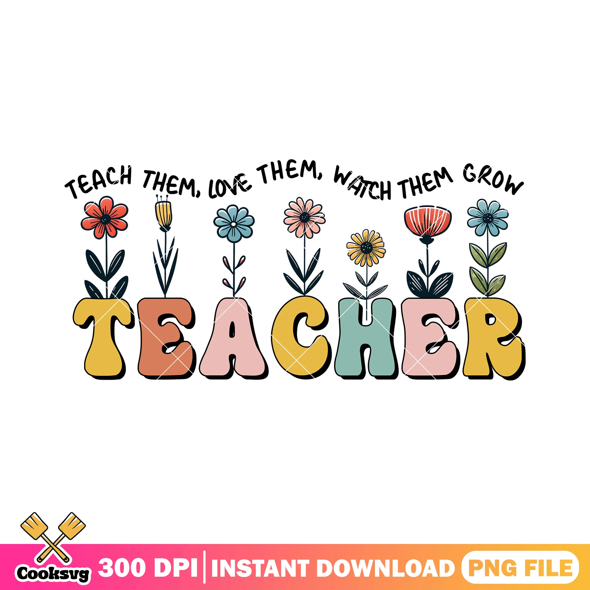 Teacher font design png, back to school day png, flowers png