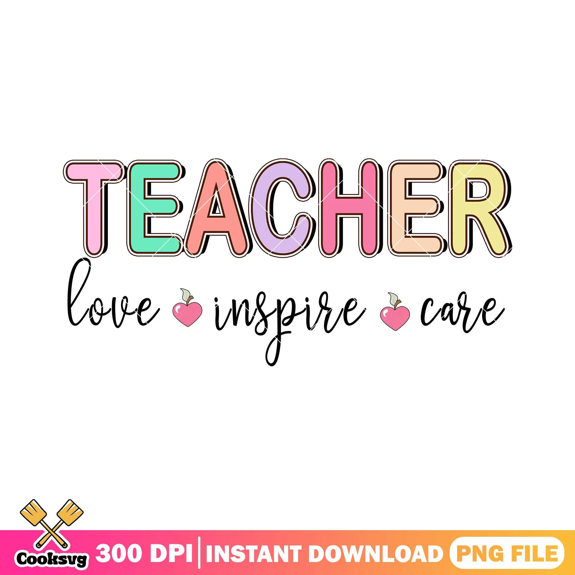 Teacher love inspire case png, go back to school png, colors font png