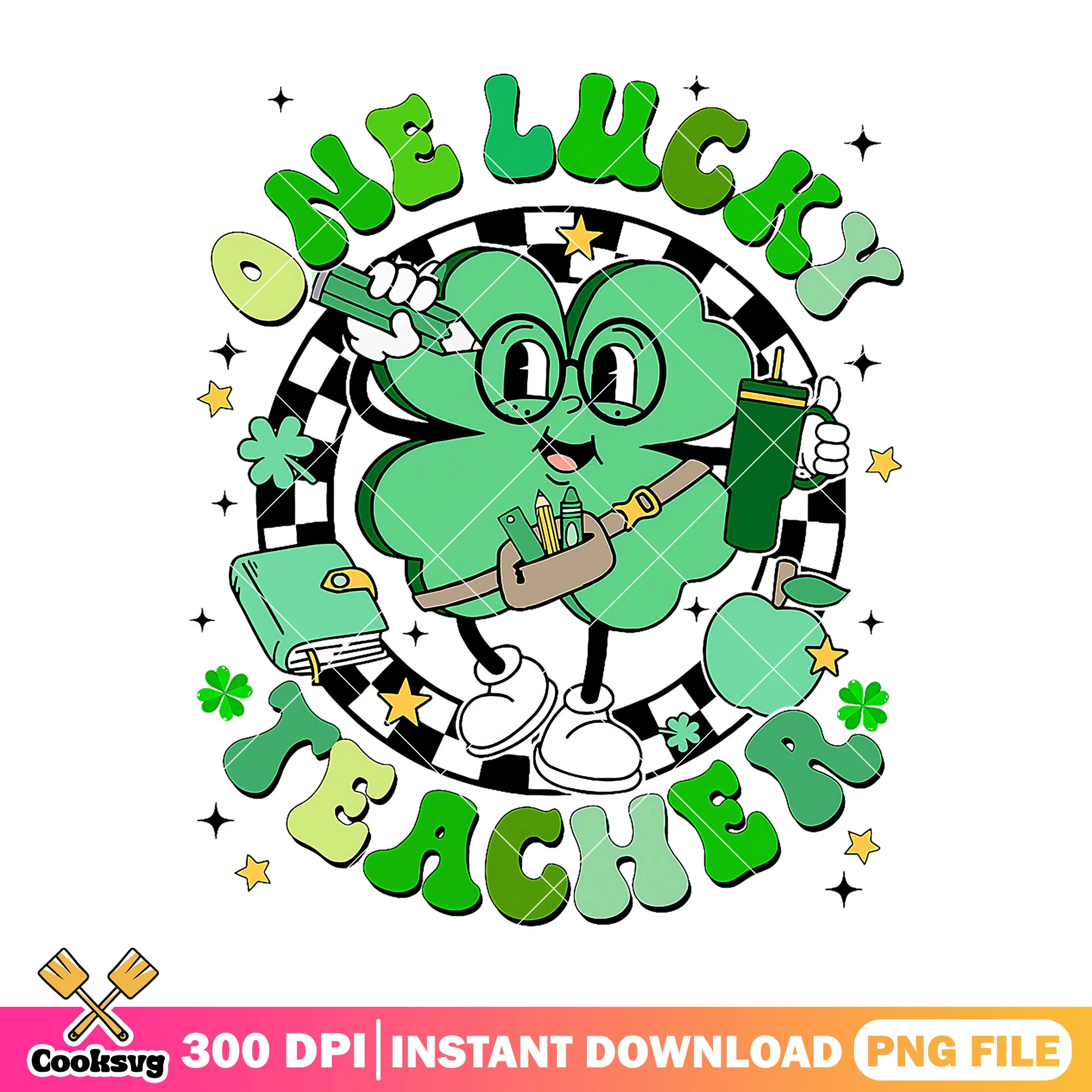 Teacher one lucky png, clove green png, back to school art png
