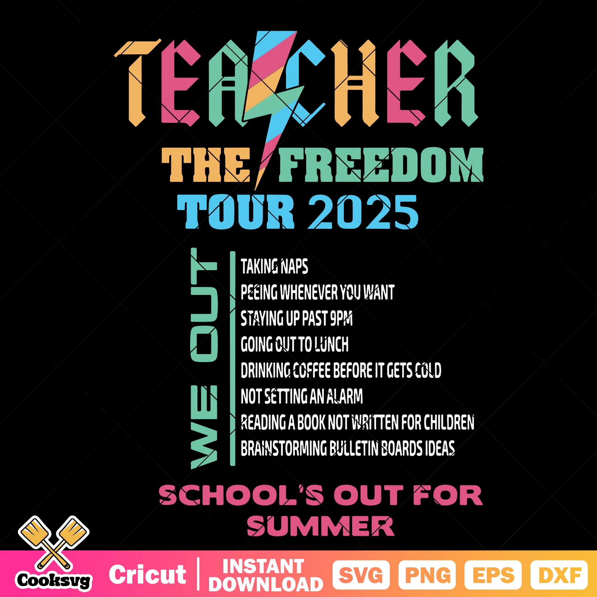 Teacher the freedom tour 2025 svg, teacher in summer svg