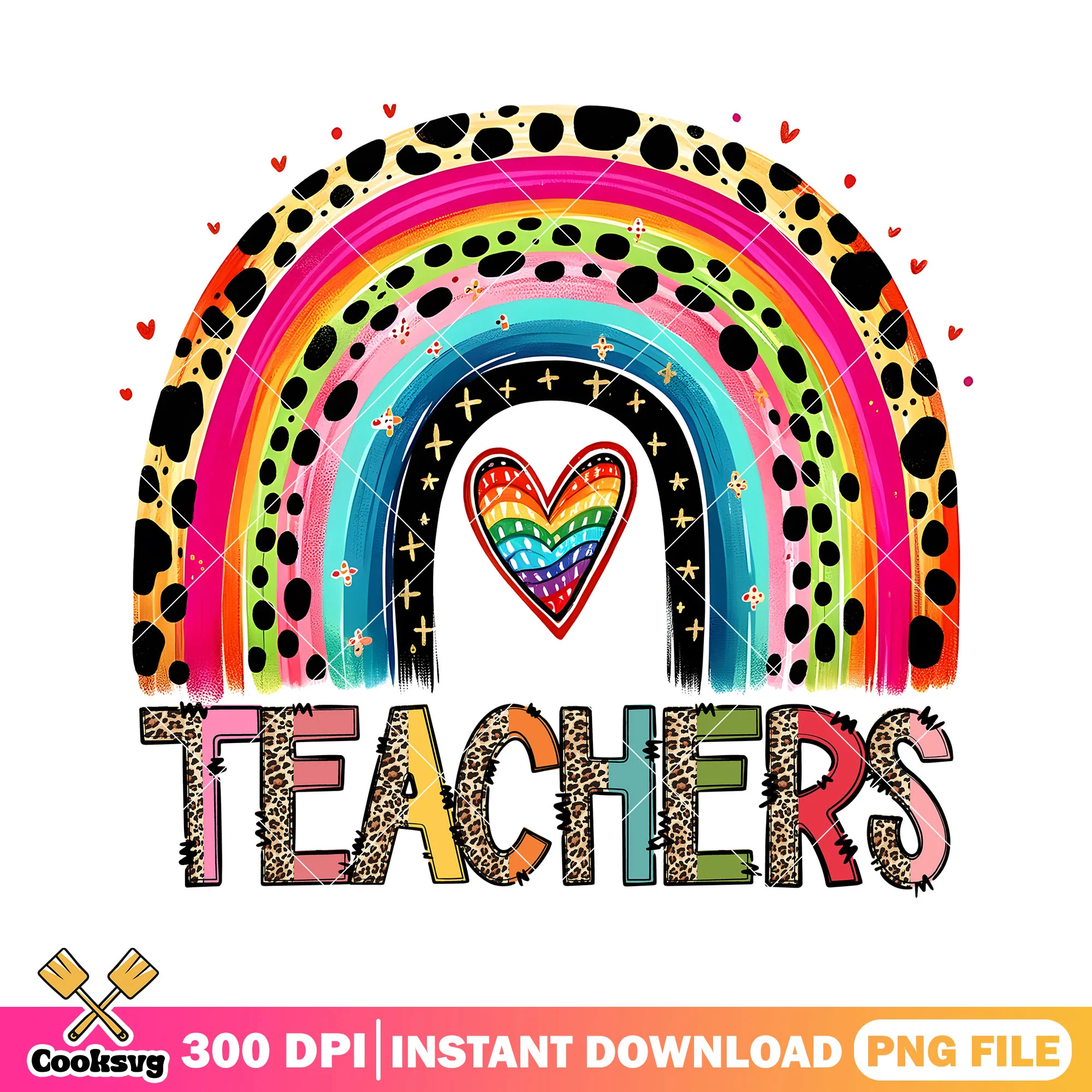Teachers colorful font png, back to school day png, rainbow png