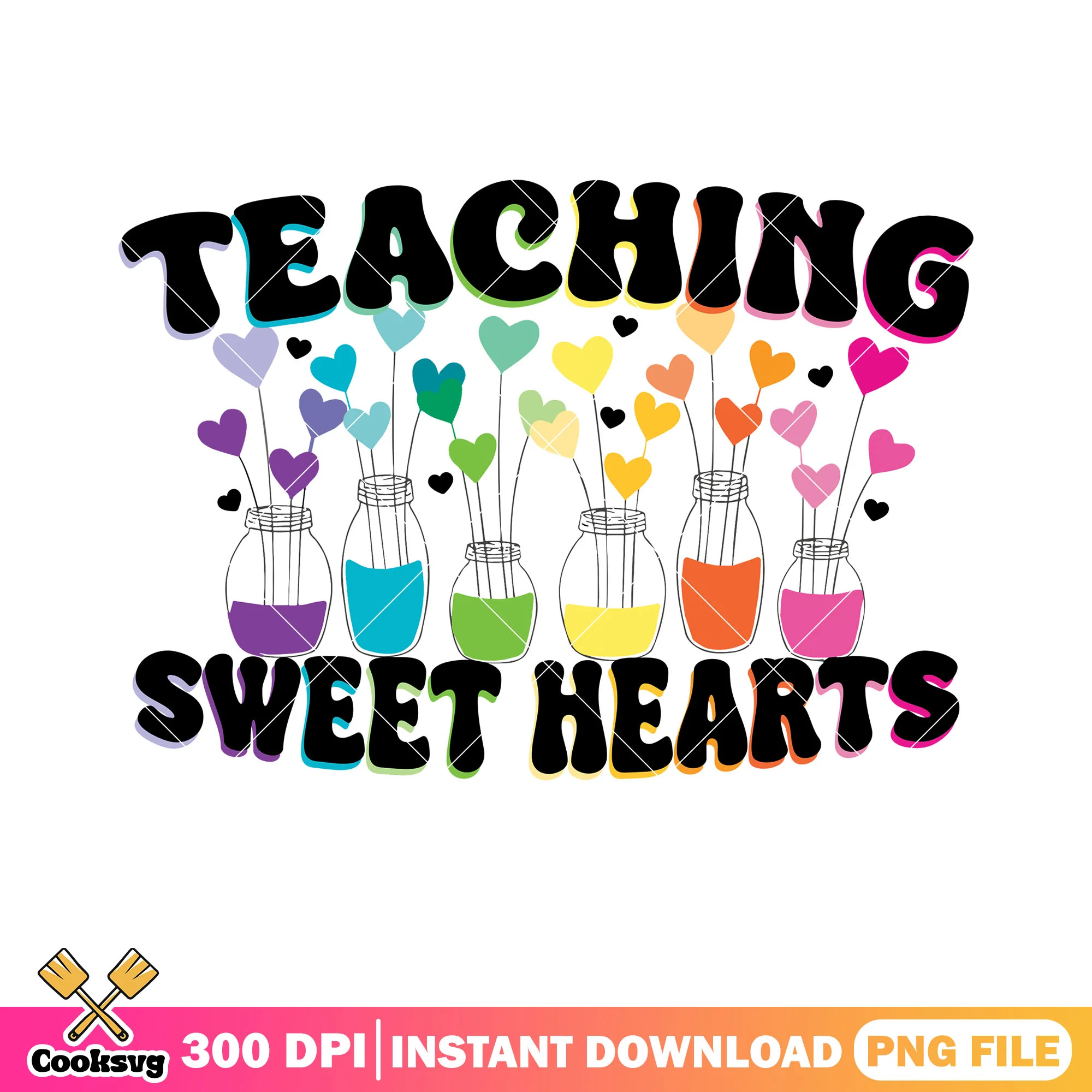 Teaching sweet heart png, happy valentine day png, valentine poster png