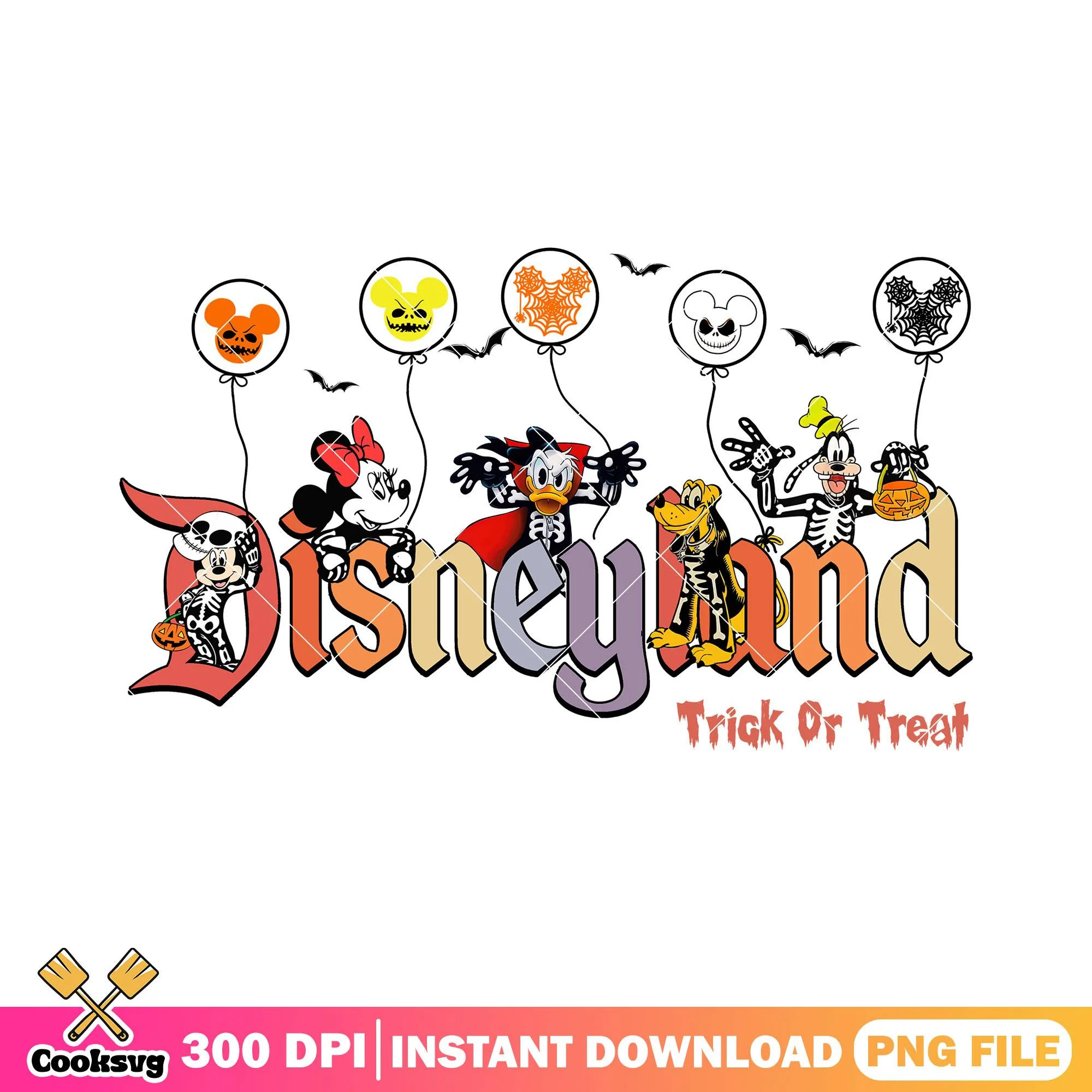 Teick or treat disney png, disney land png, happy halloween png
