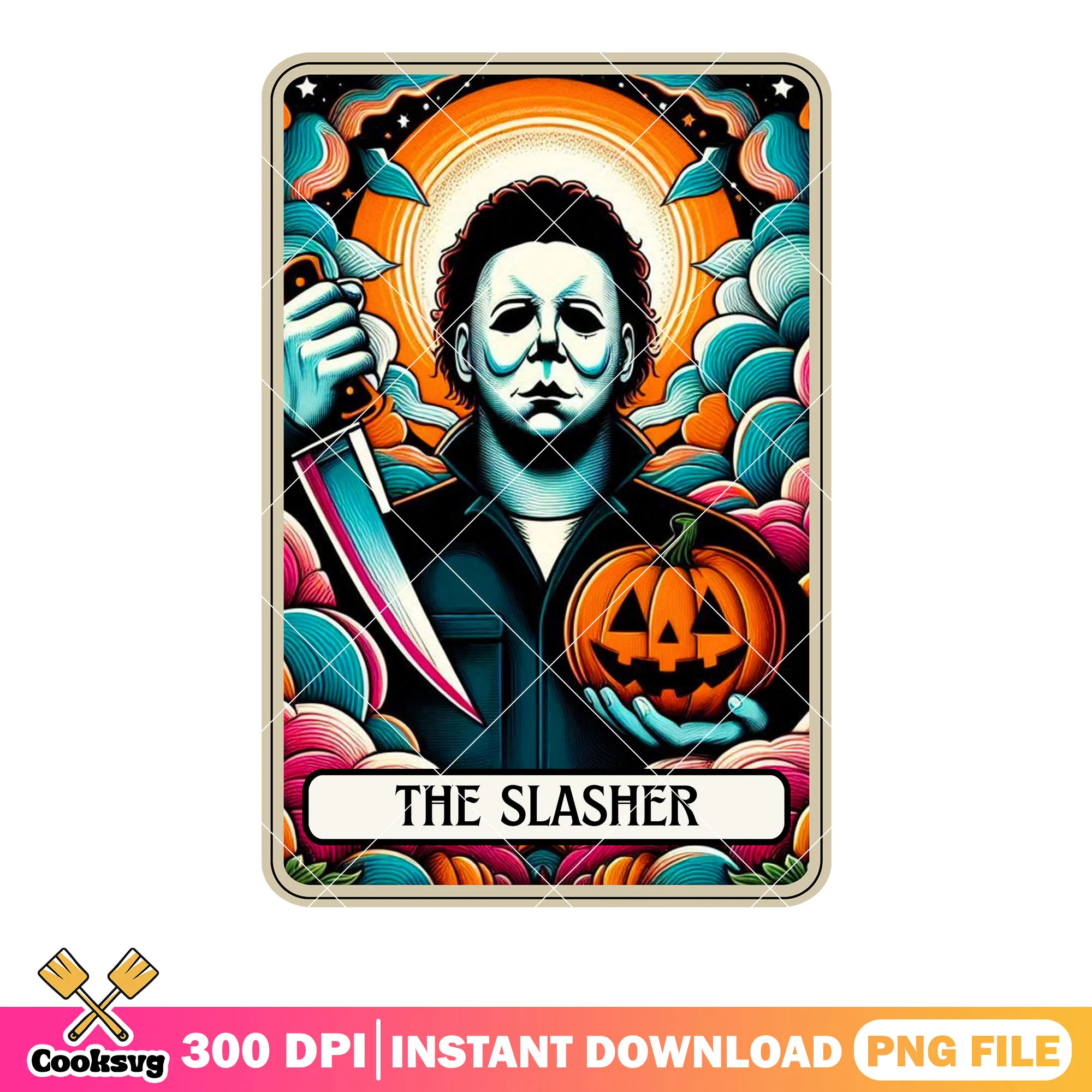 Terror michael myers pumpkin png, magic cloud png, aura moon png