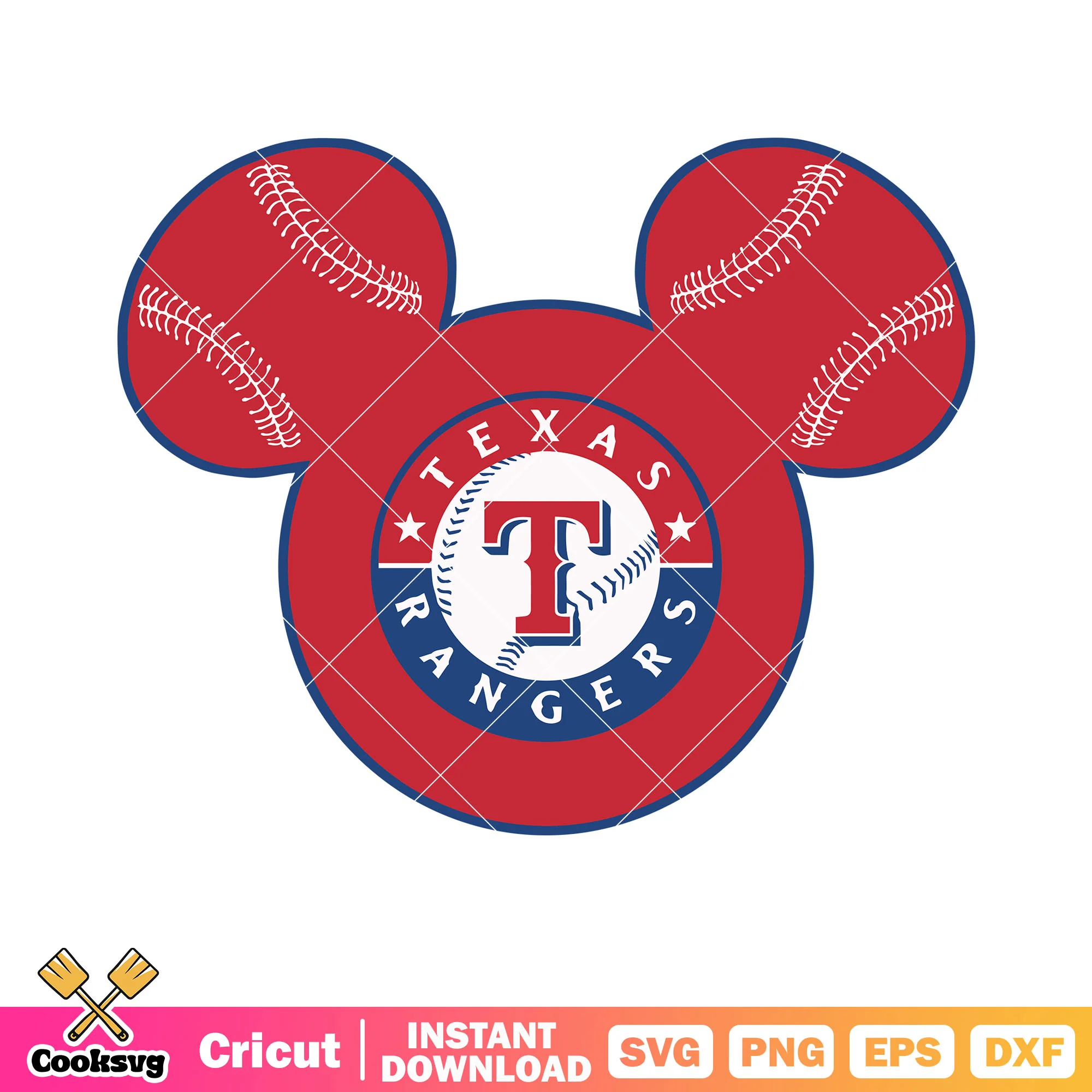 Texas rangers silhouette svg, mickey head svg, baseball svg