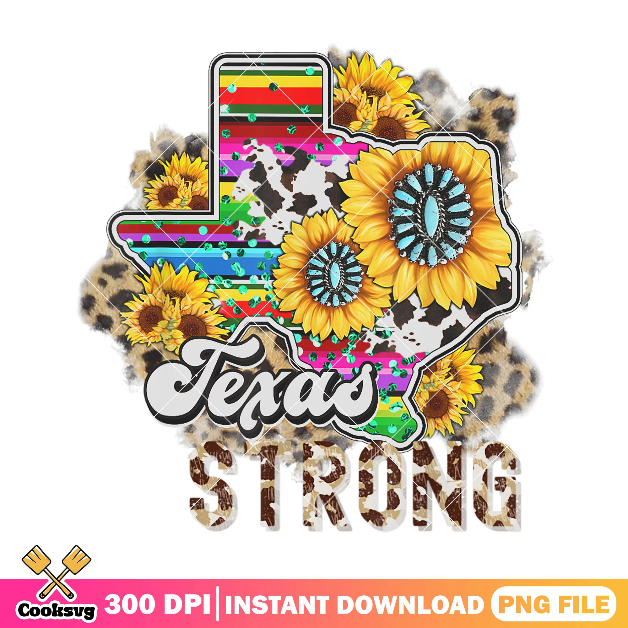Texas strong floral png, strong texas png, retro texas png