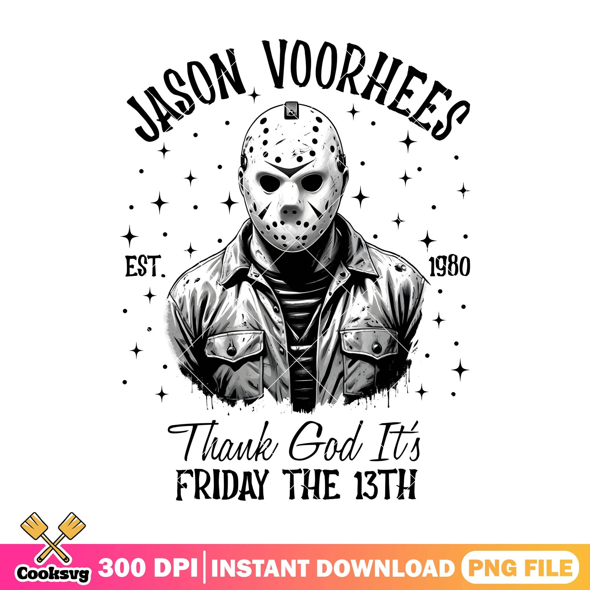 Thank god it is friday png, horror jason png, jason halloween png