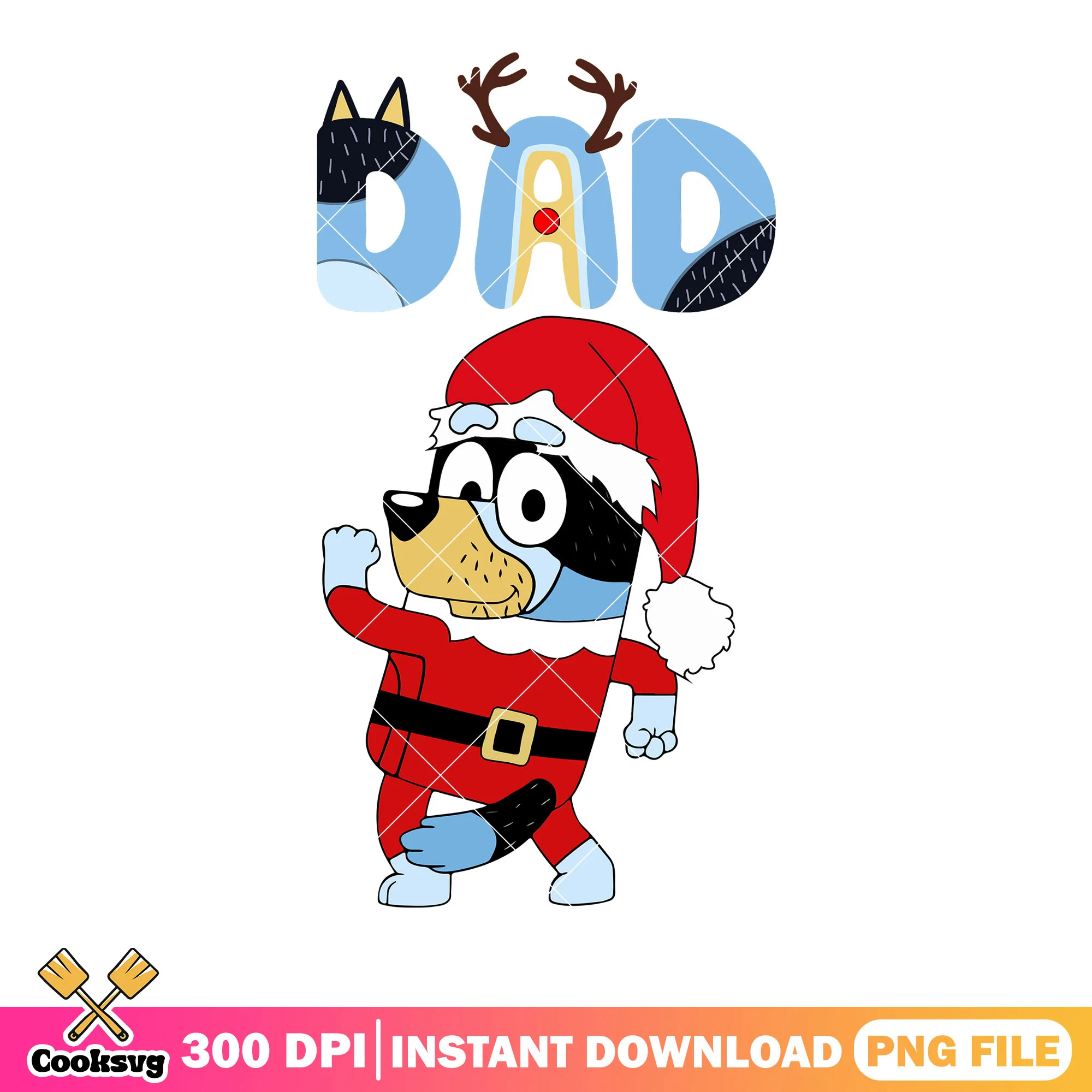 The bluey dad xmas png, bandit heeler png, bluey movie png