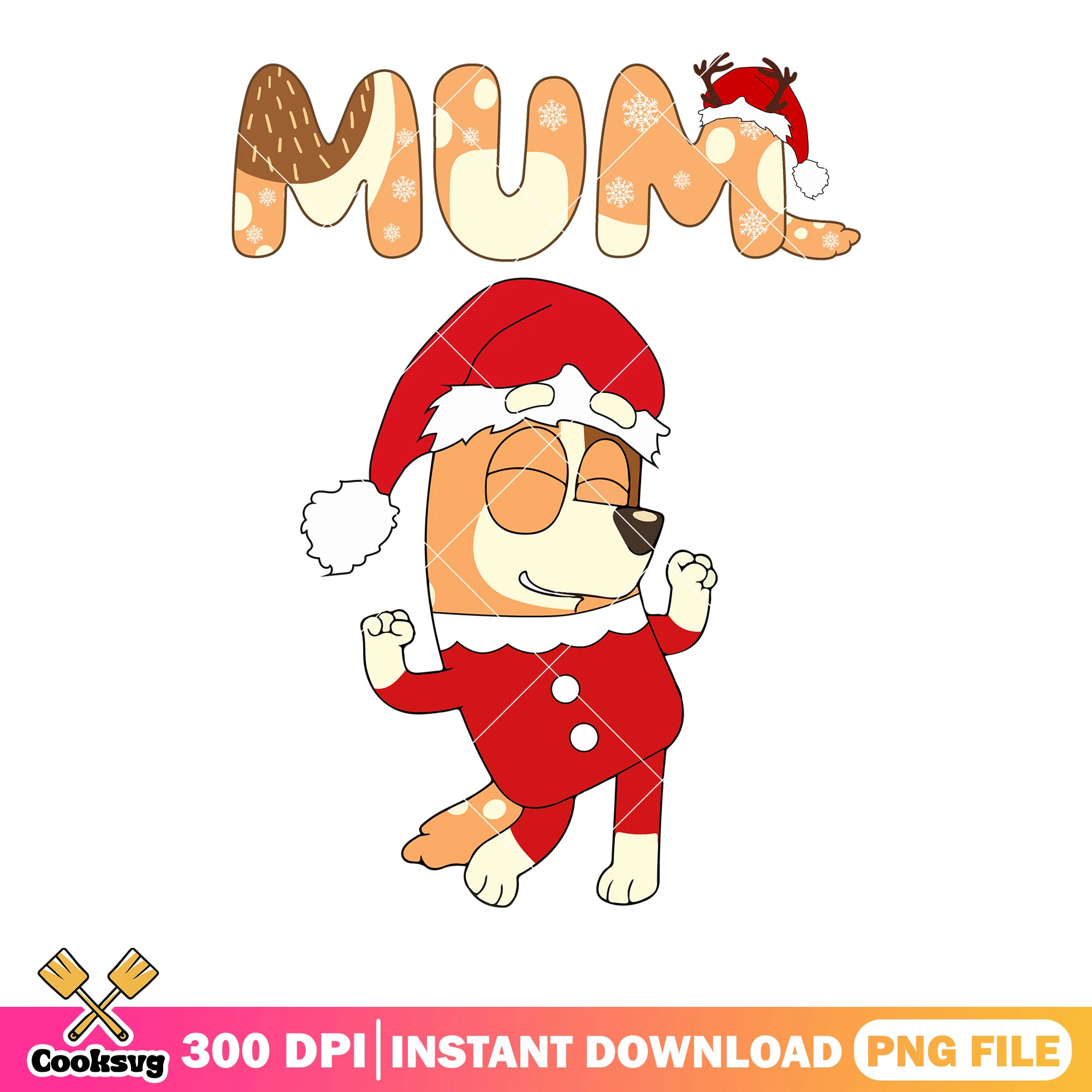 The bluey mum xmas png, chili heeler png, bluey movie png