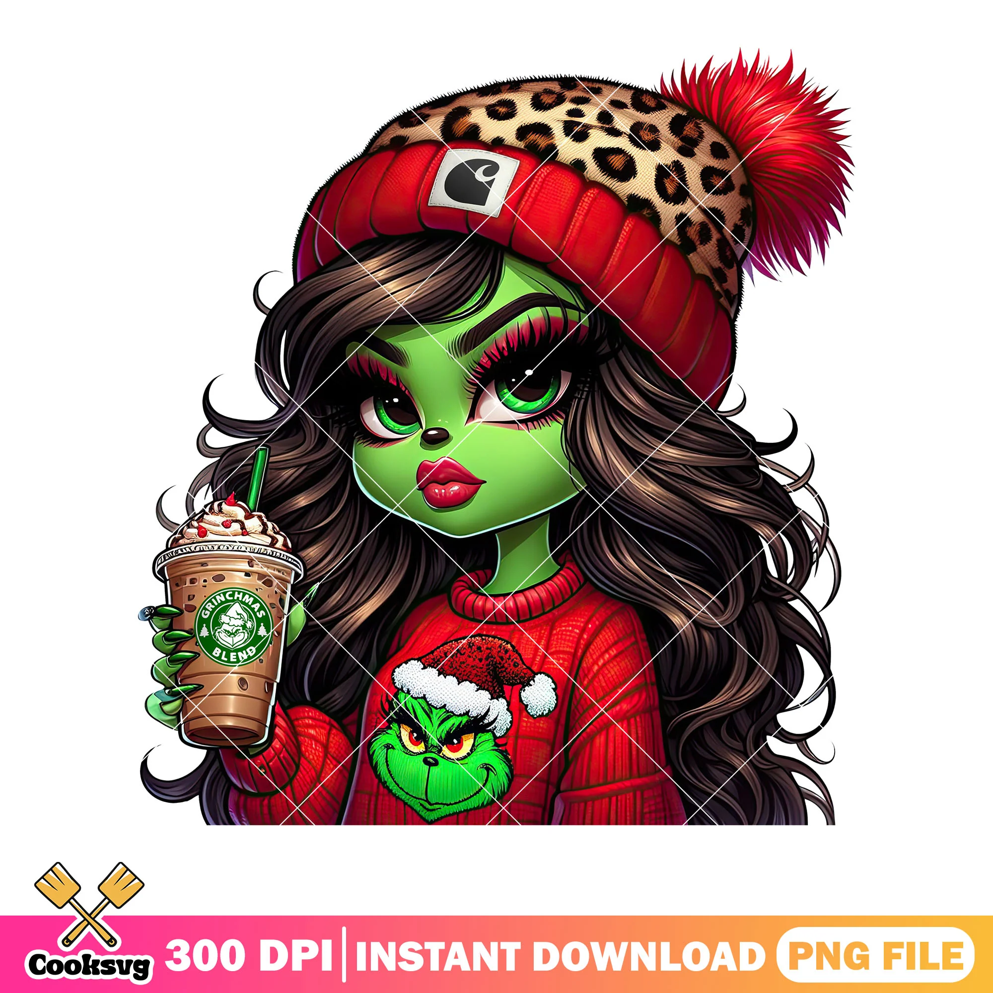 The boujee girl christmas png, merry xmas png, the grinch png