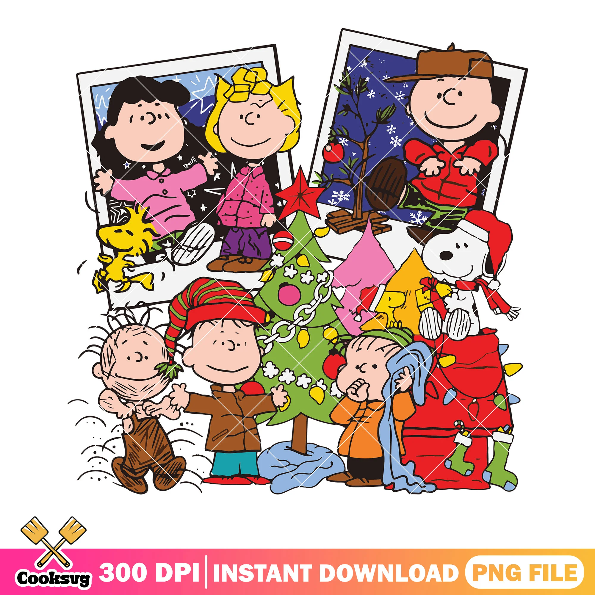 The christmas peanuts movie png, snoopy png, christmas tree png