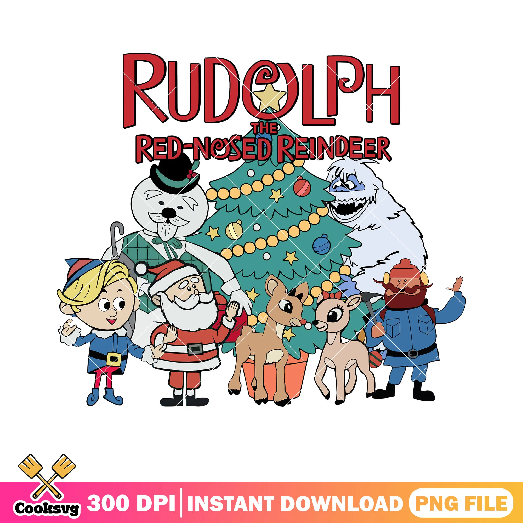 The christmas reindeer poster png, santa claus png, hermey png