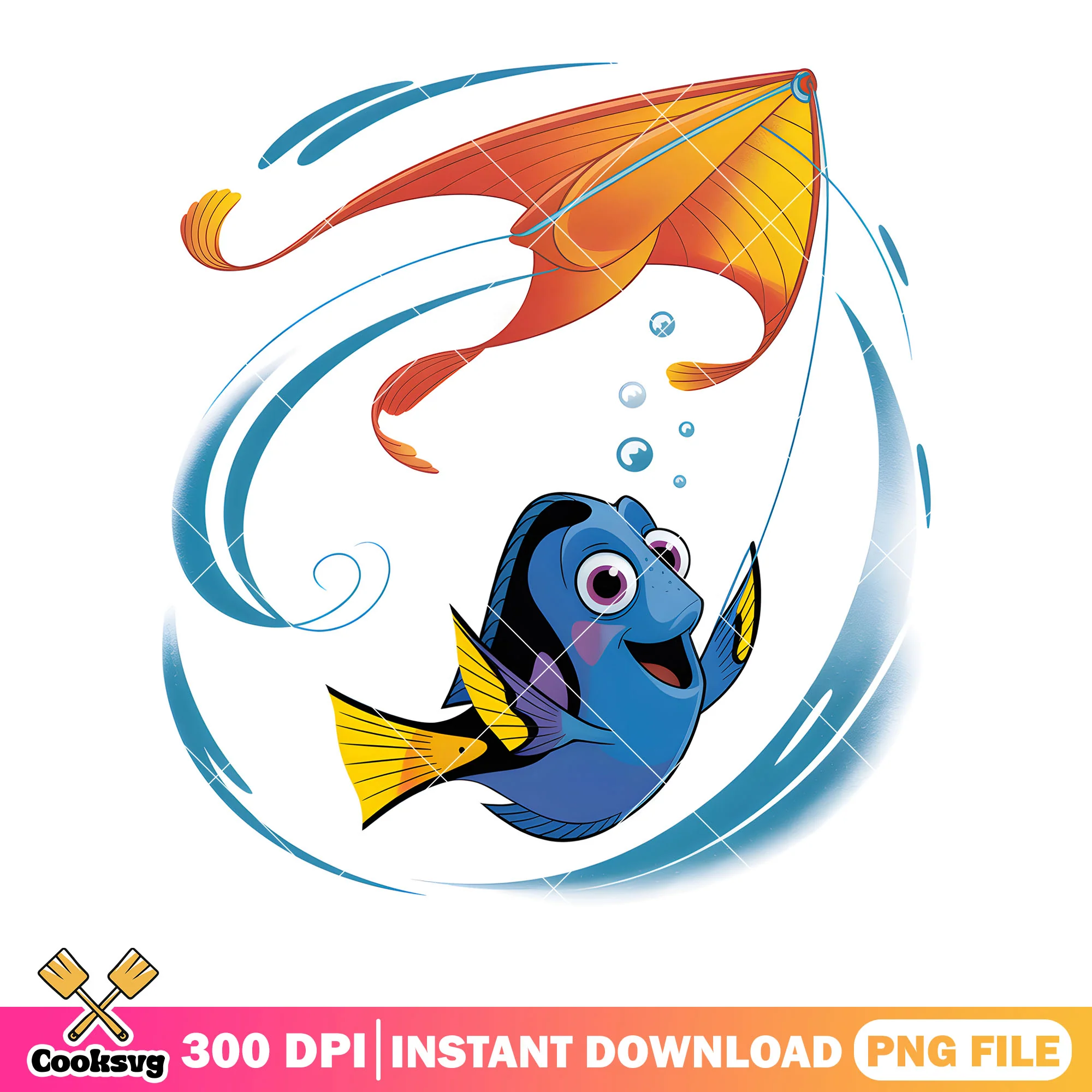 The dory love kite vibes png, finding dory png, dory fish png