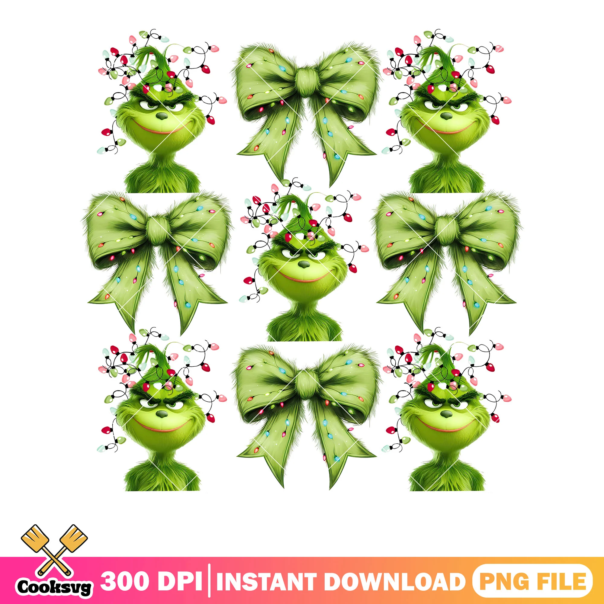 The Green bow grinch png, christmas bow png, christmas movie png