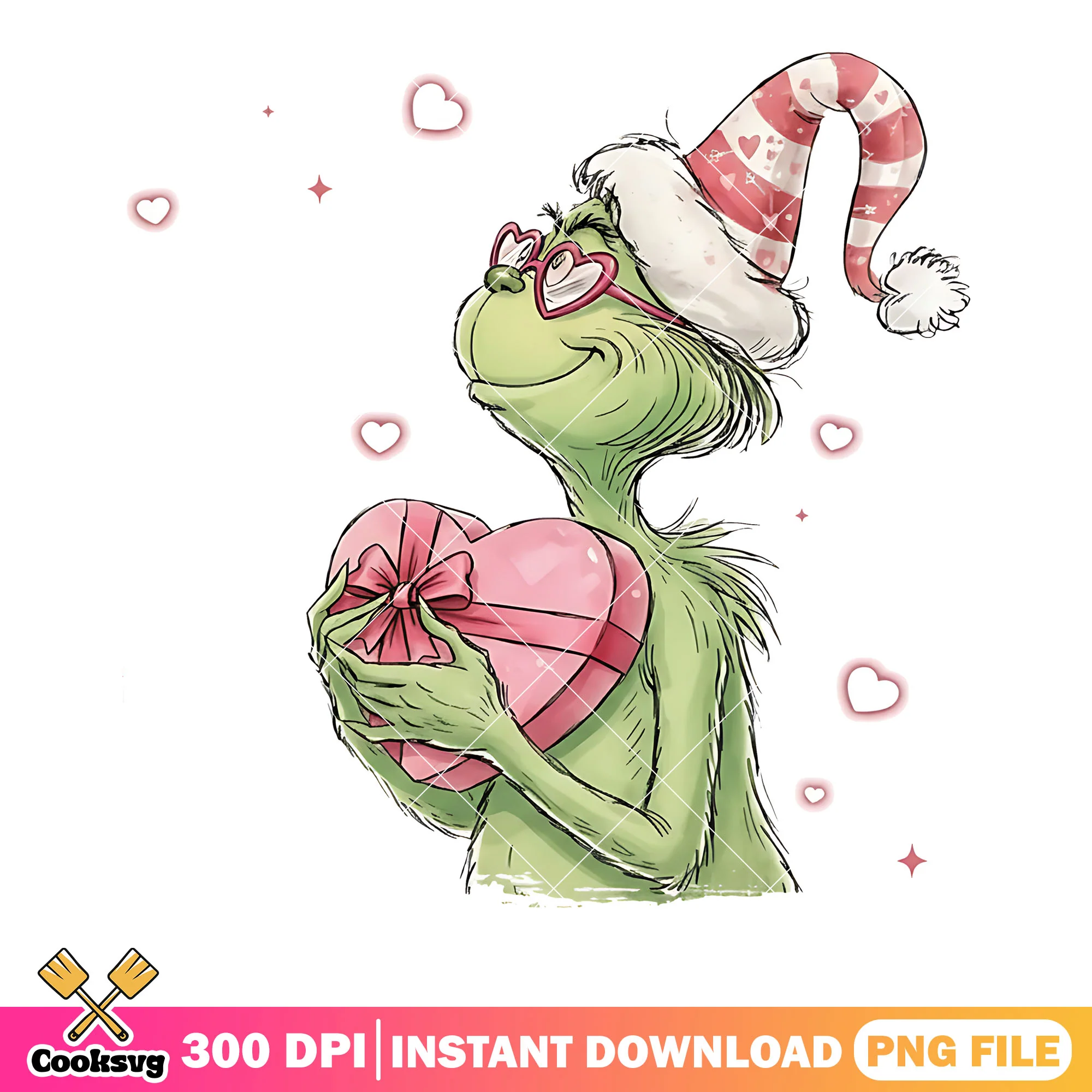 The grinch christmas png, green cartoon png, valentine_s day png