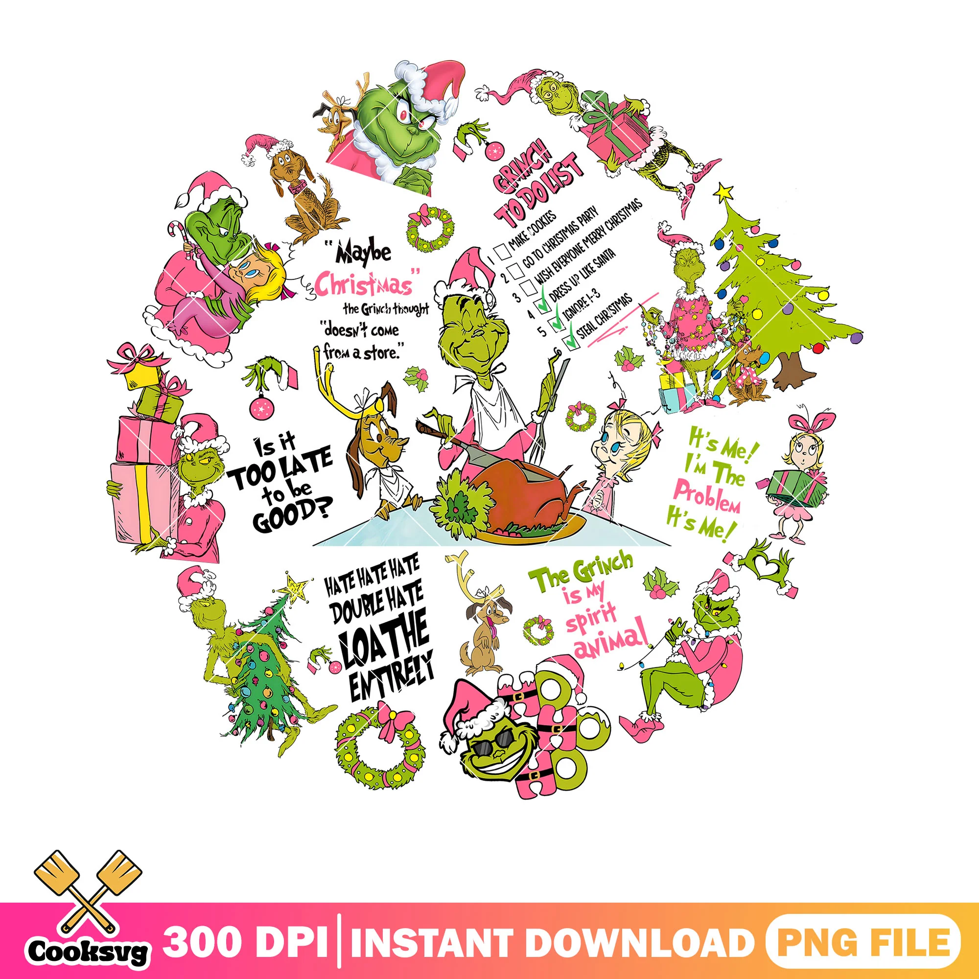 The grinch is my spirit animal png, christmas poster png, the grinch png