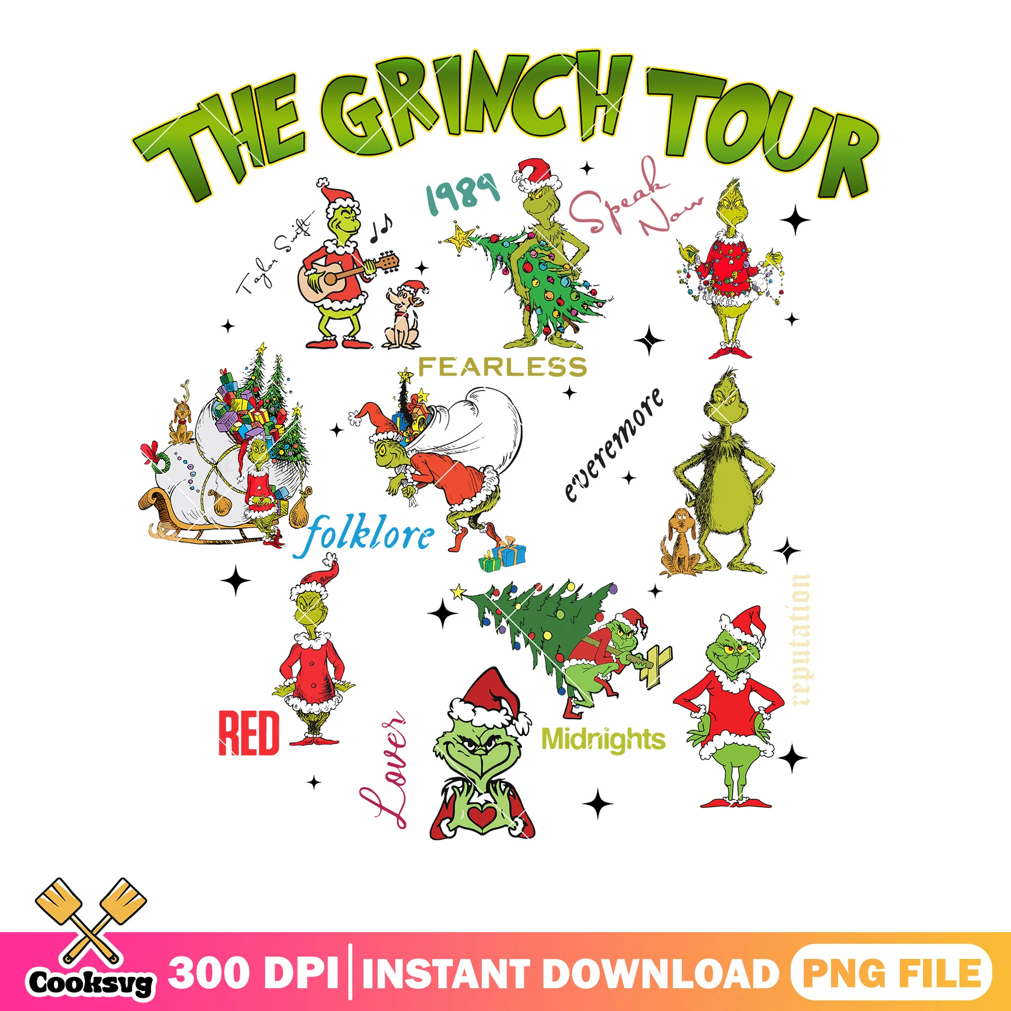 The grinch tour taylor png, swift eras png, parody christmas png