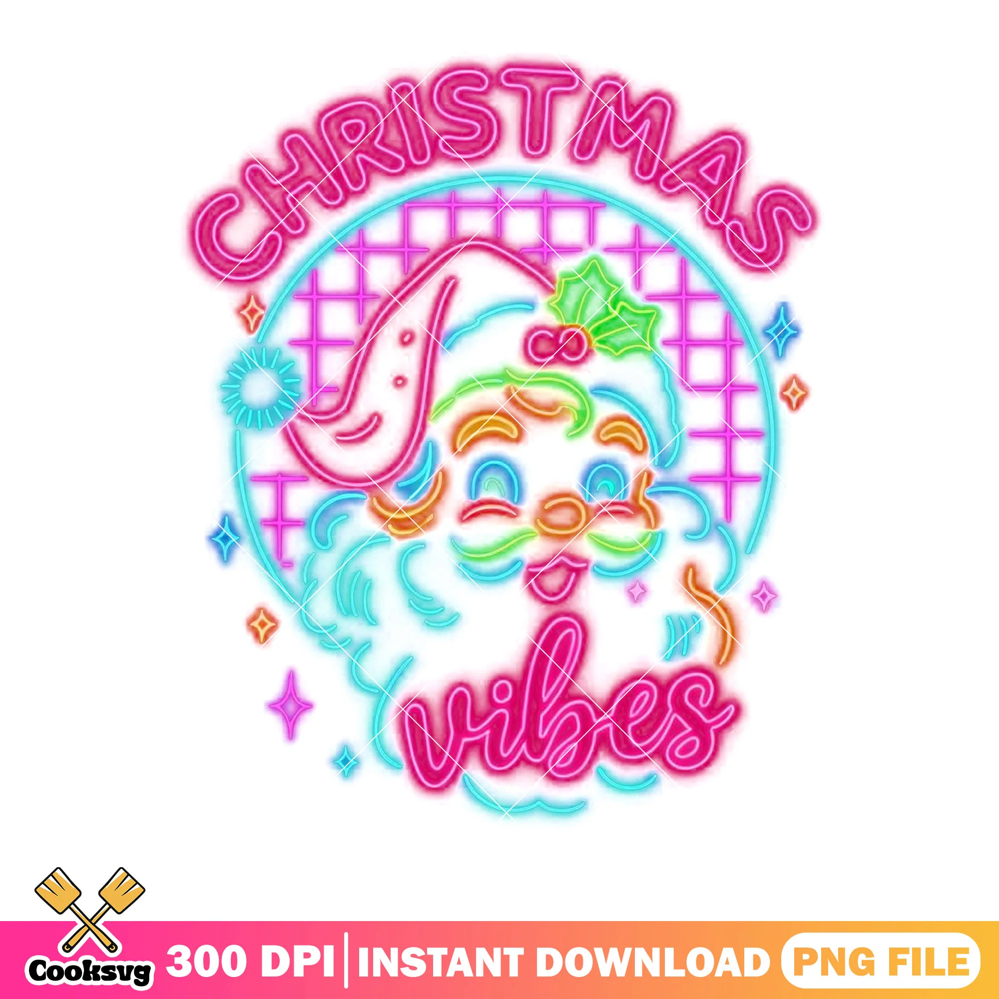 The happy santa neon png, christmas decor png, christmas vibes png