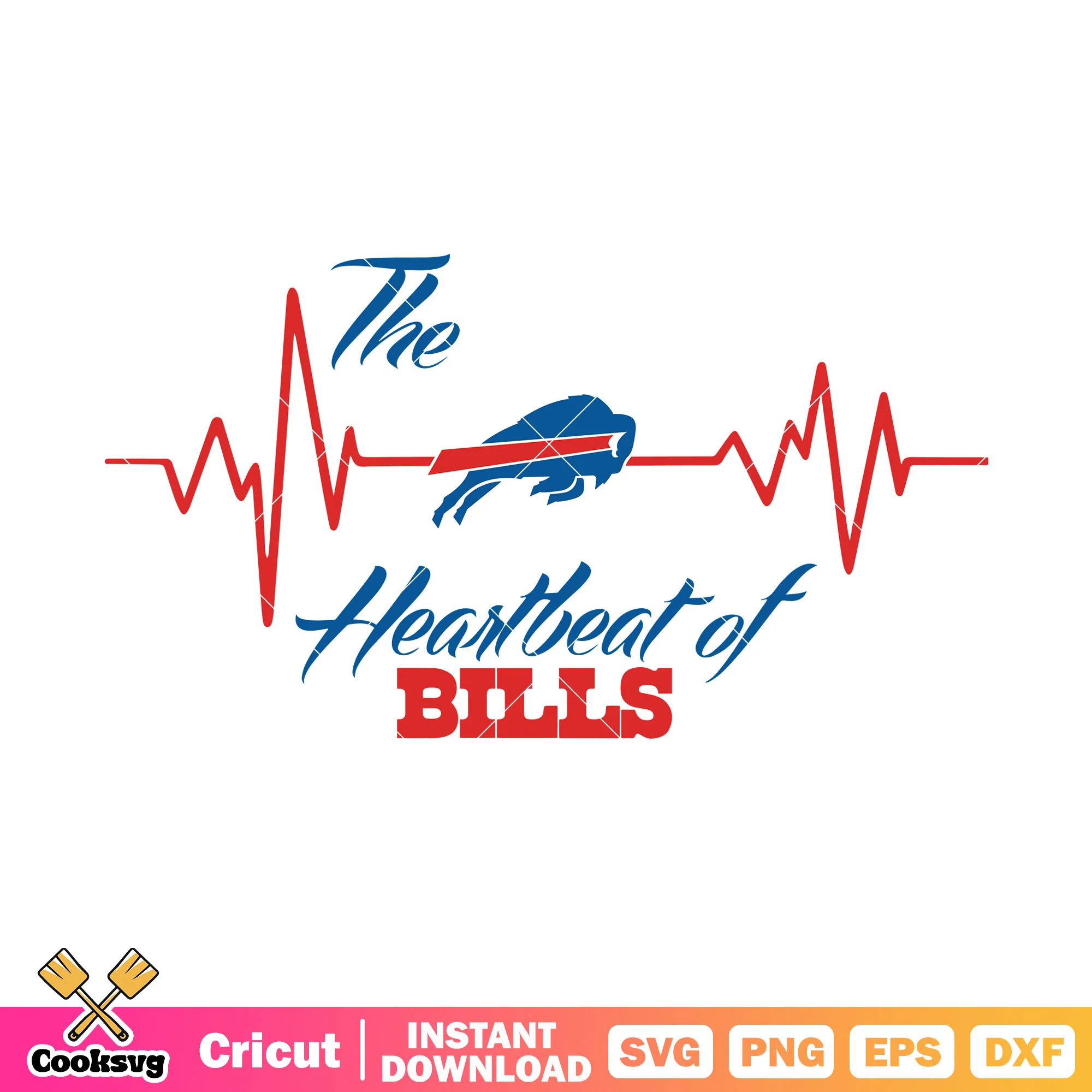 The heartbeat of bills svg, nfl football svg, buffalo bills svg