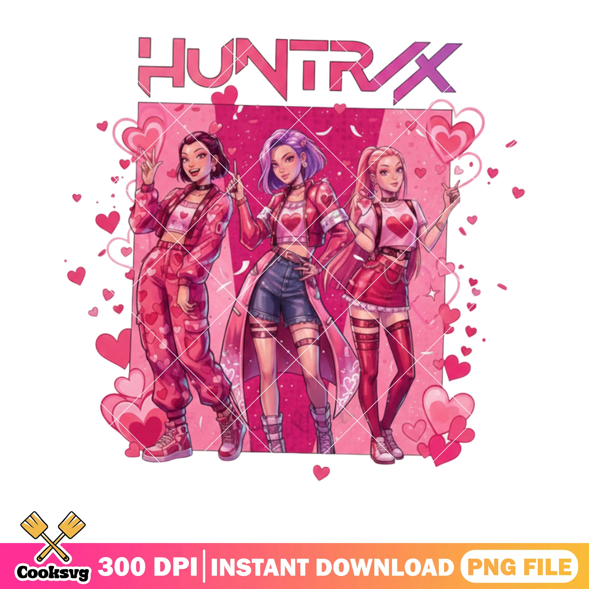 The huntrix pink valentine art png, funny valentines png, huntrix png