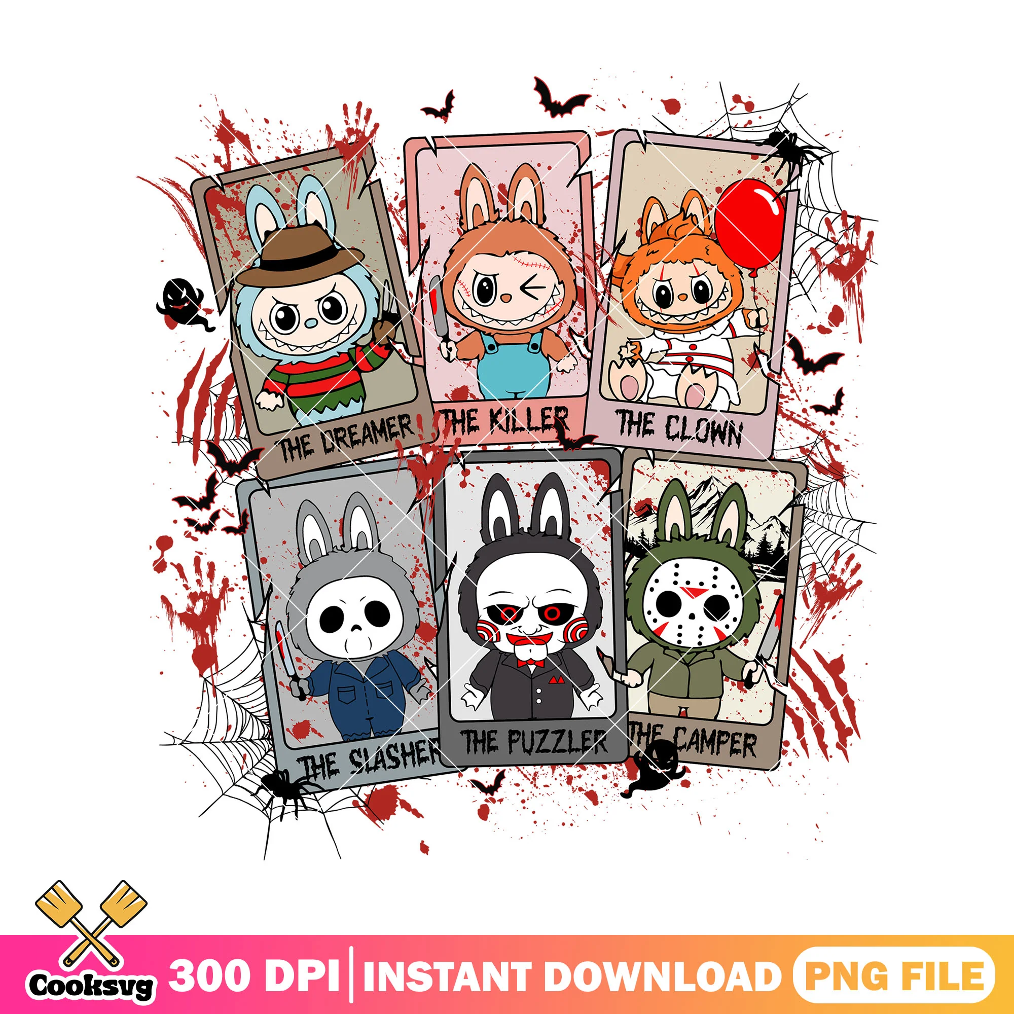 The killer labubu halloween design png, labubu halloween costume png