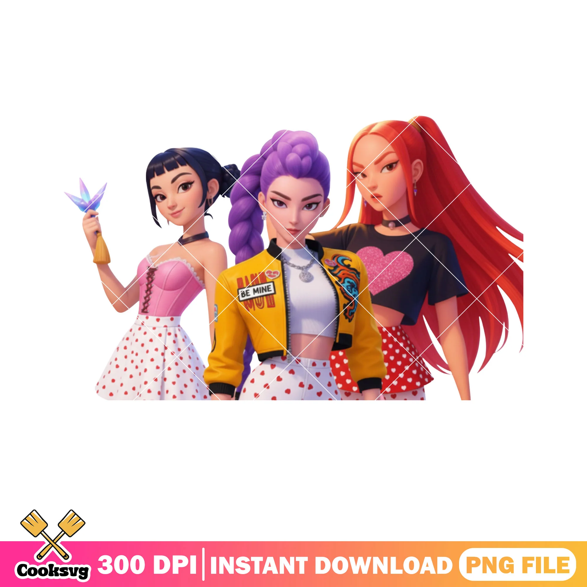 The kpop valentines poster png, valentines huntrix png, rumi mira zoey png