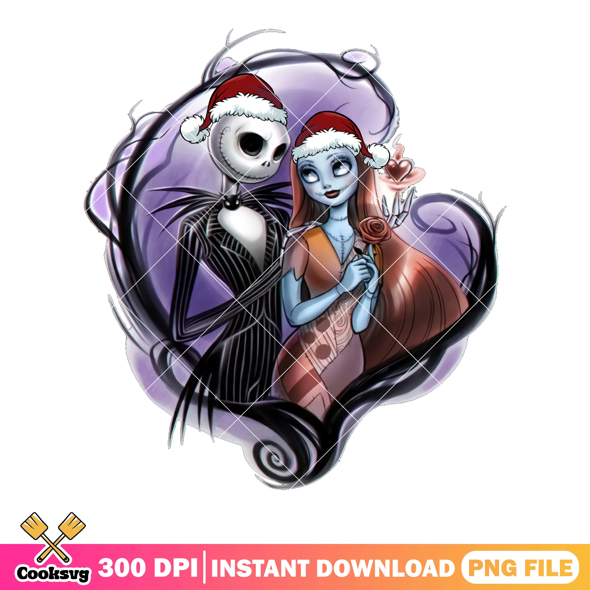 The lovely christmas monster png, jack skelington png, santa hat png