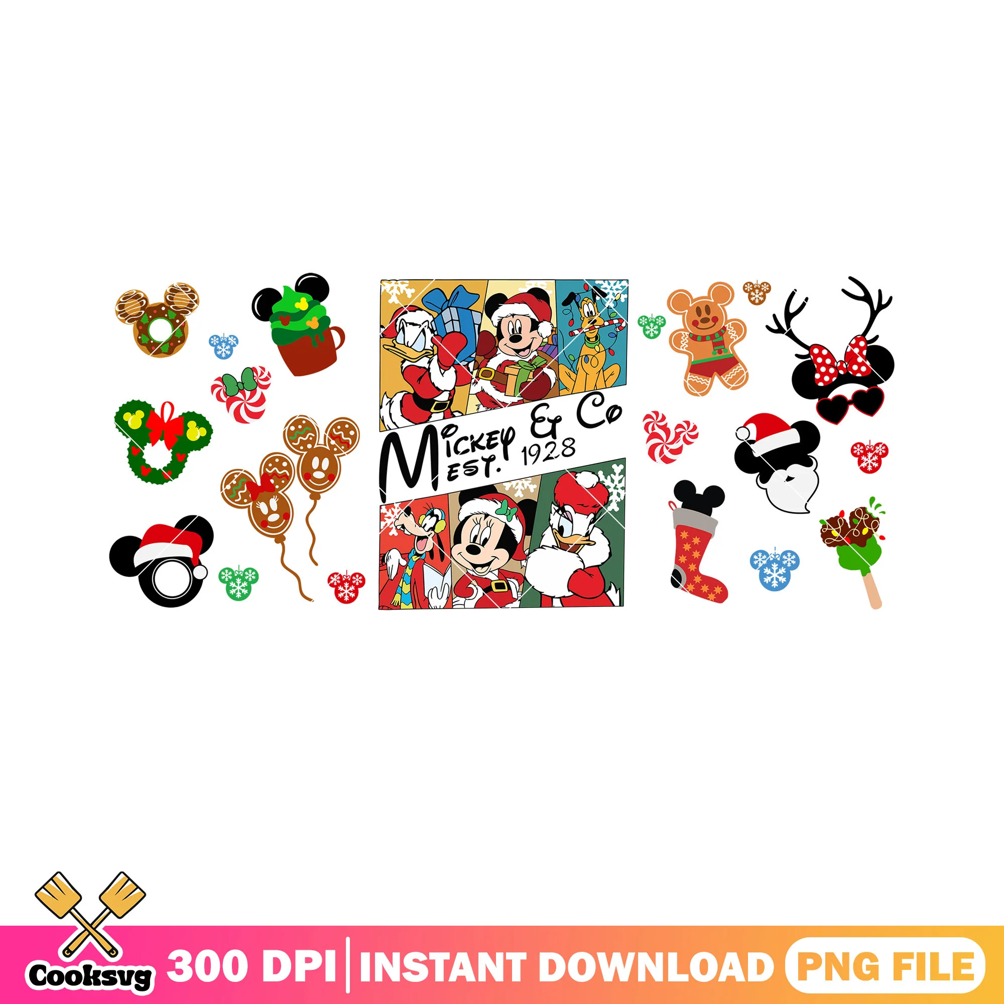 The mickey friends xmas png, christmas decor png, christmas wreath png