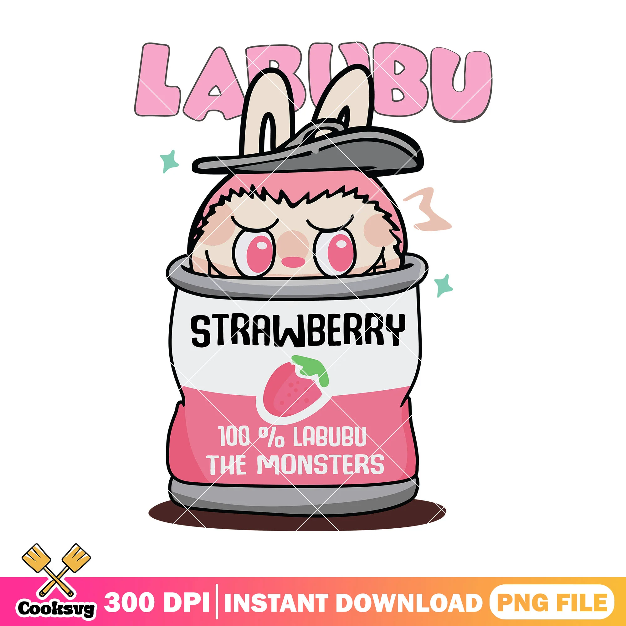 The monster labubu strawberry png, pink labubu png, labubu monster png