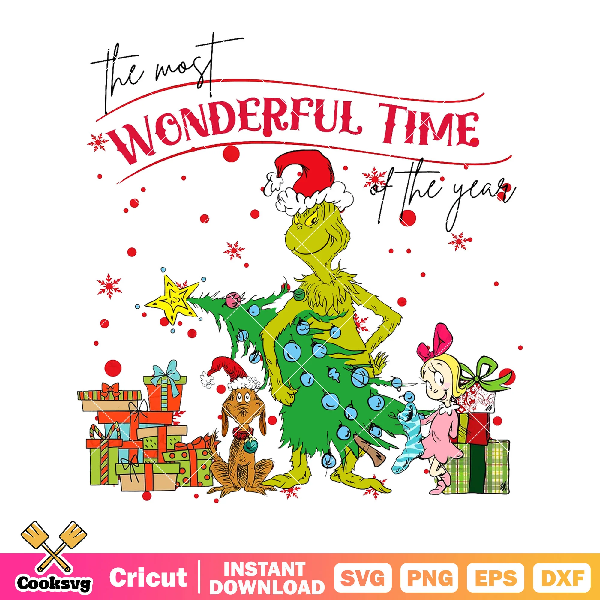 The most wonderful time the year svg, snowflake svg, pine tree svg