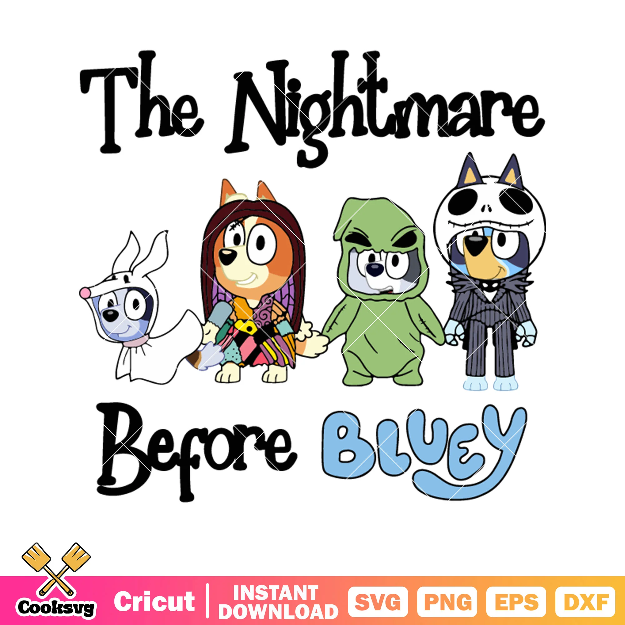 The nightmare before bluey svg, bluey cosplay svg, bluey friends svg
