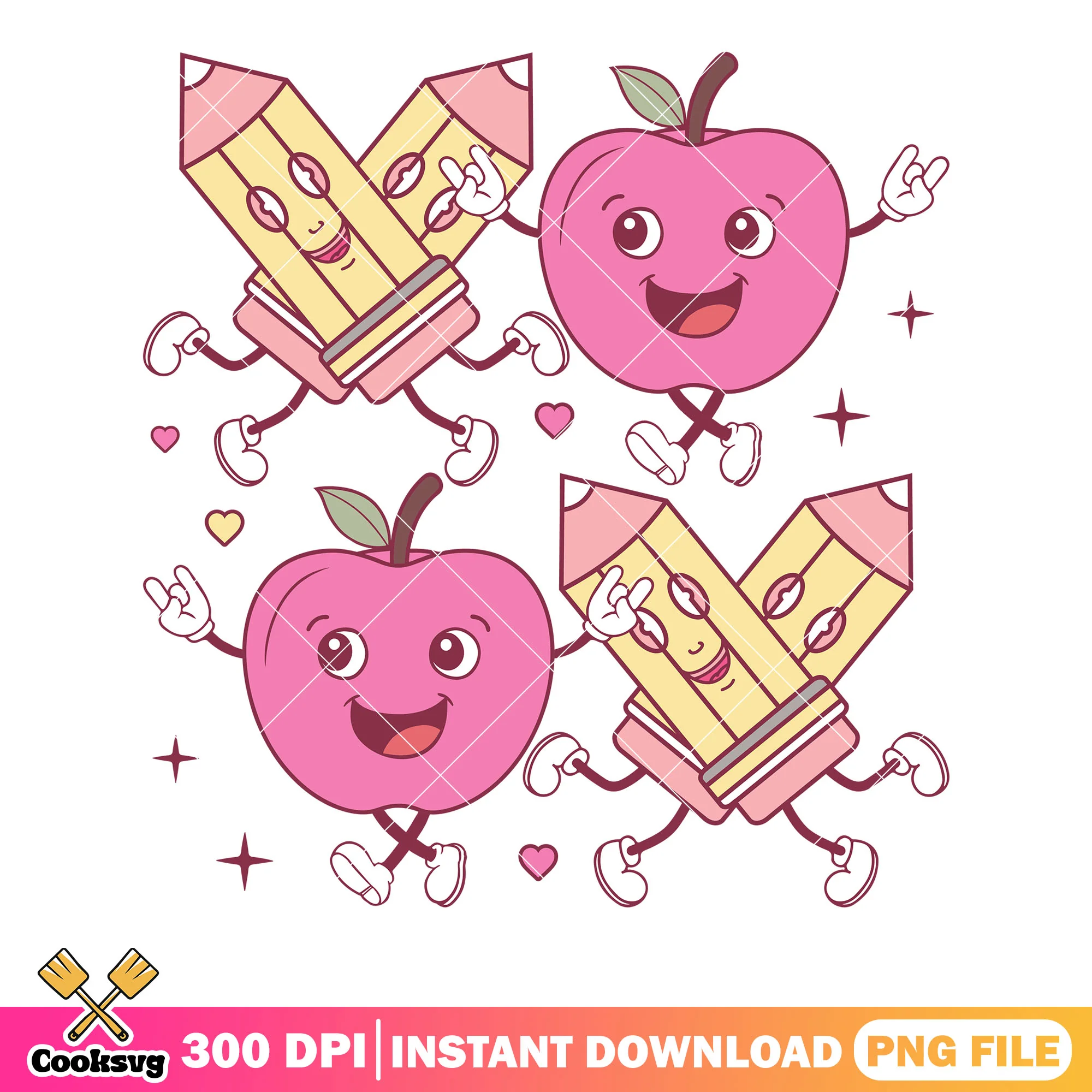 The pencil apple valentine png, valentine love png, valentine poster png