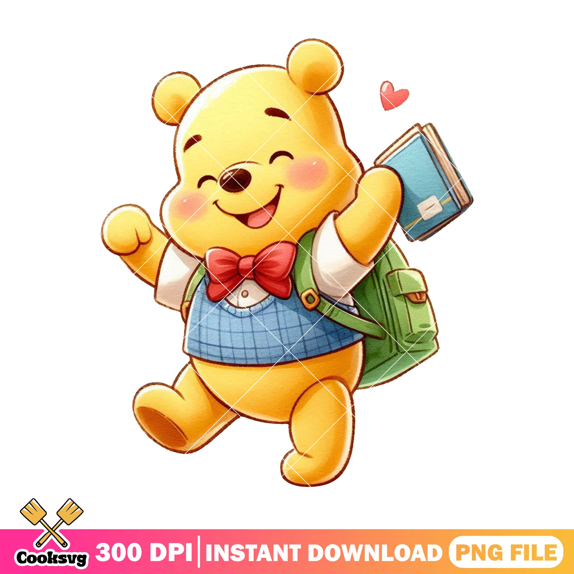 The pooh chibi design png, back to school outfit png, pooh cute png