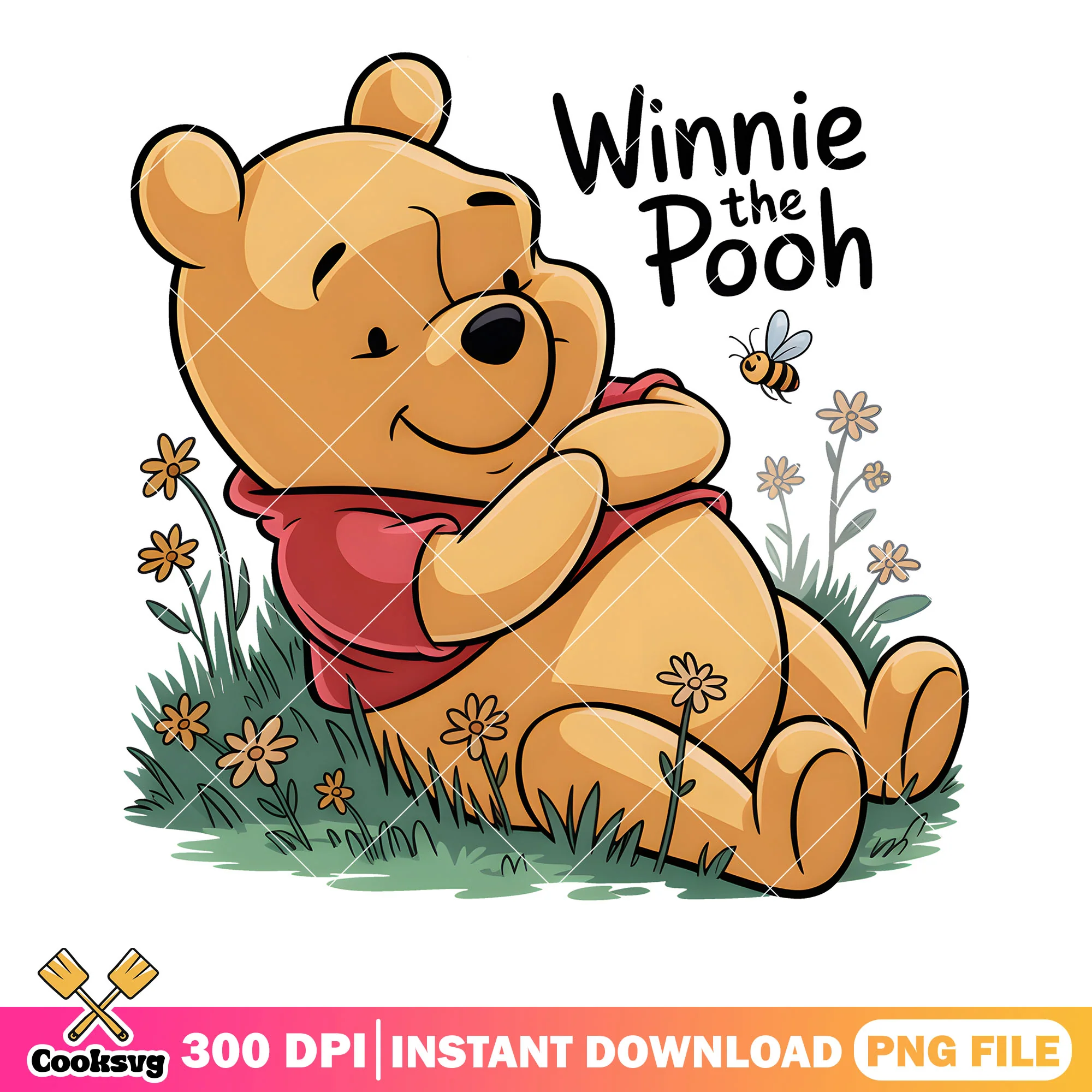 The pooh spring vibes png, disney pooh bear png, pooh bear png