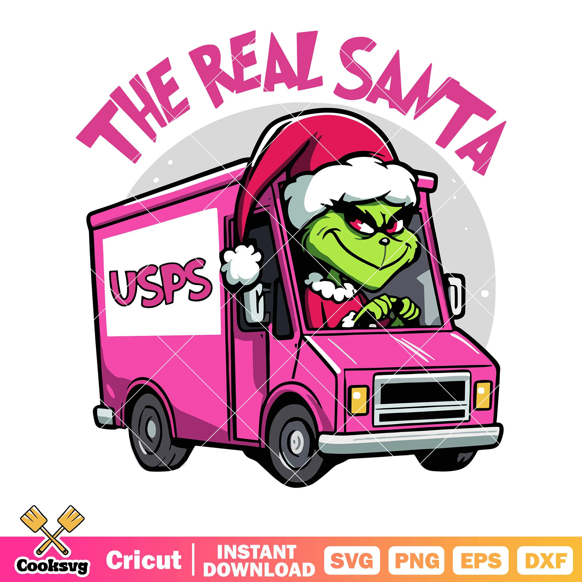 The real santa svg, pink truck svg, santa claus hat svg