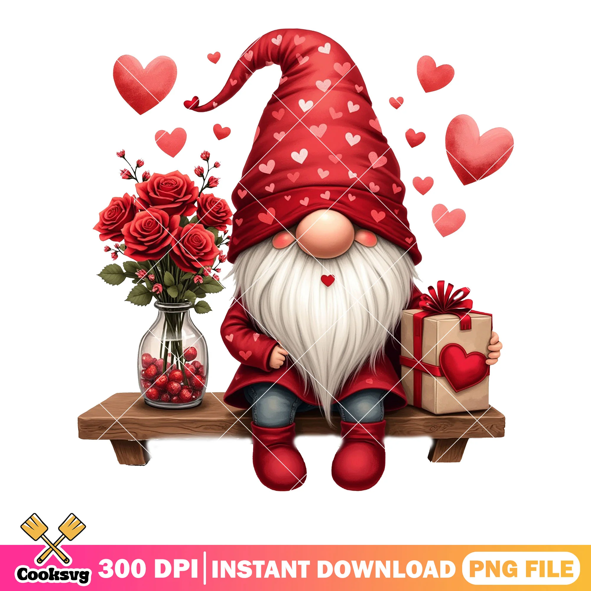 The red gnome valentines png, happy valentines png, valentines poster png