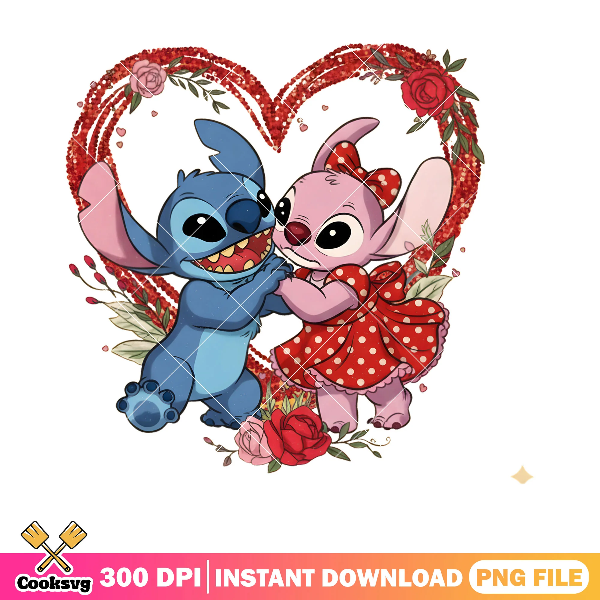 The stitch angel heart vibes png, love vibes png, valentine poster png