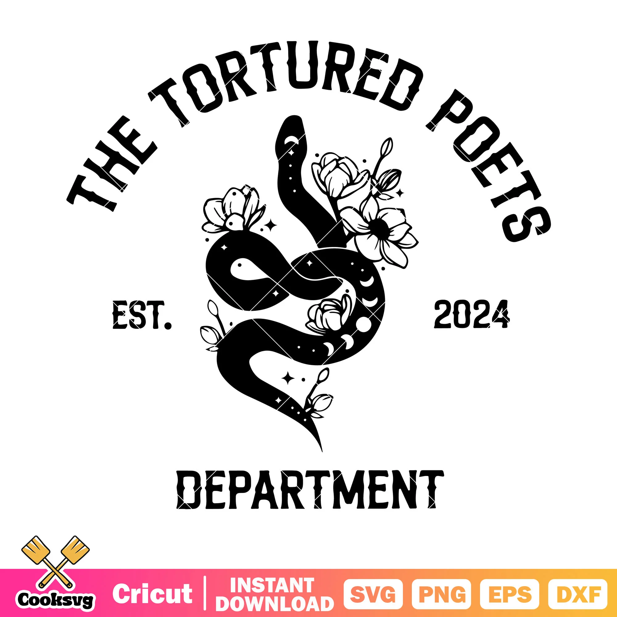 The tortured poets est 2024 svg, black snake svg, flower svg