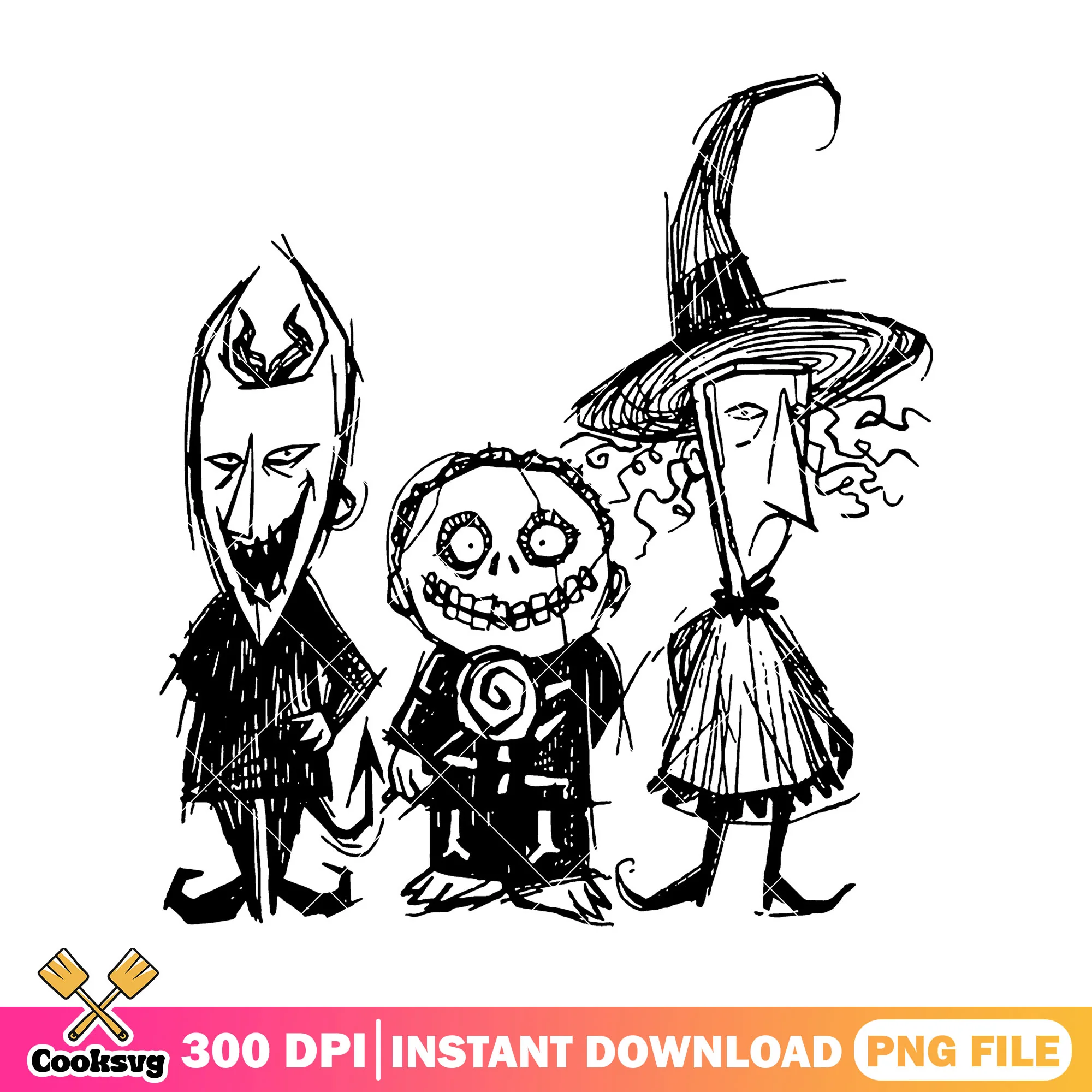 The villain trio png, horror halloween png, disney halloween png