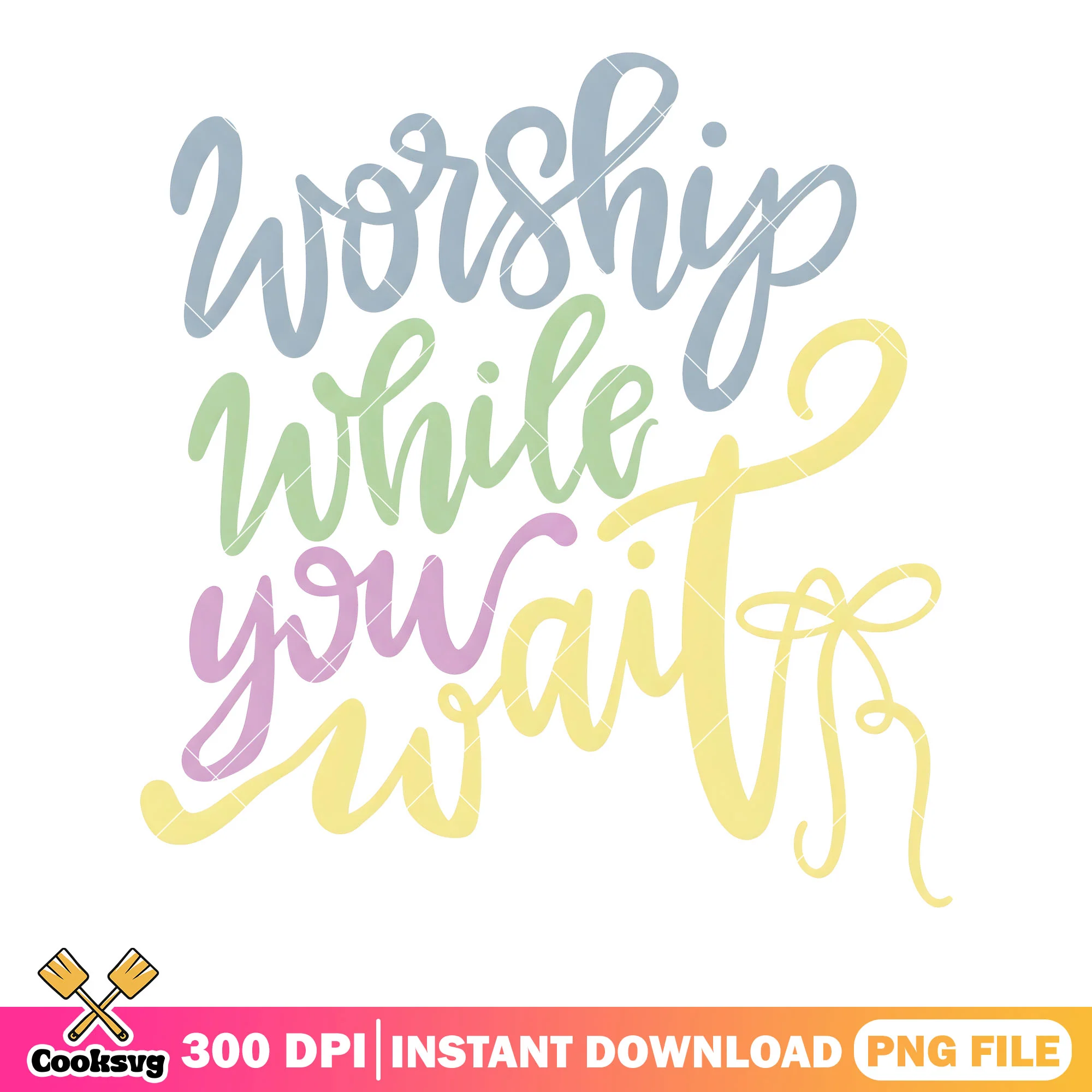 The while you wait poster png, trendy gifts png, worship songs png