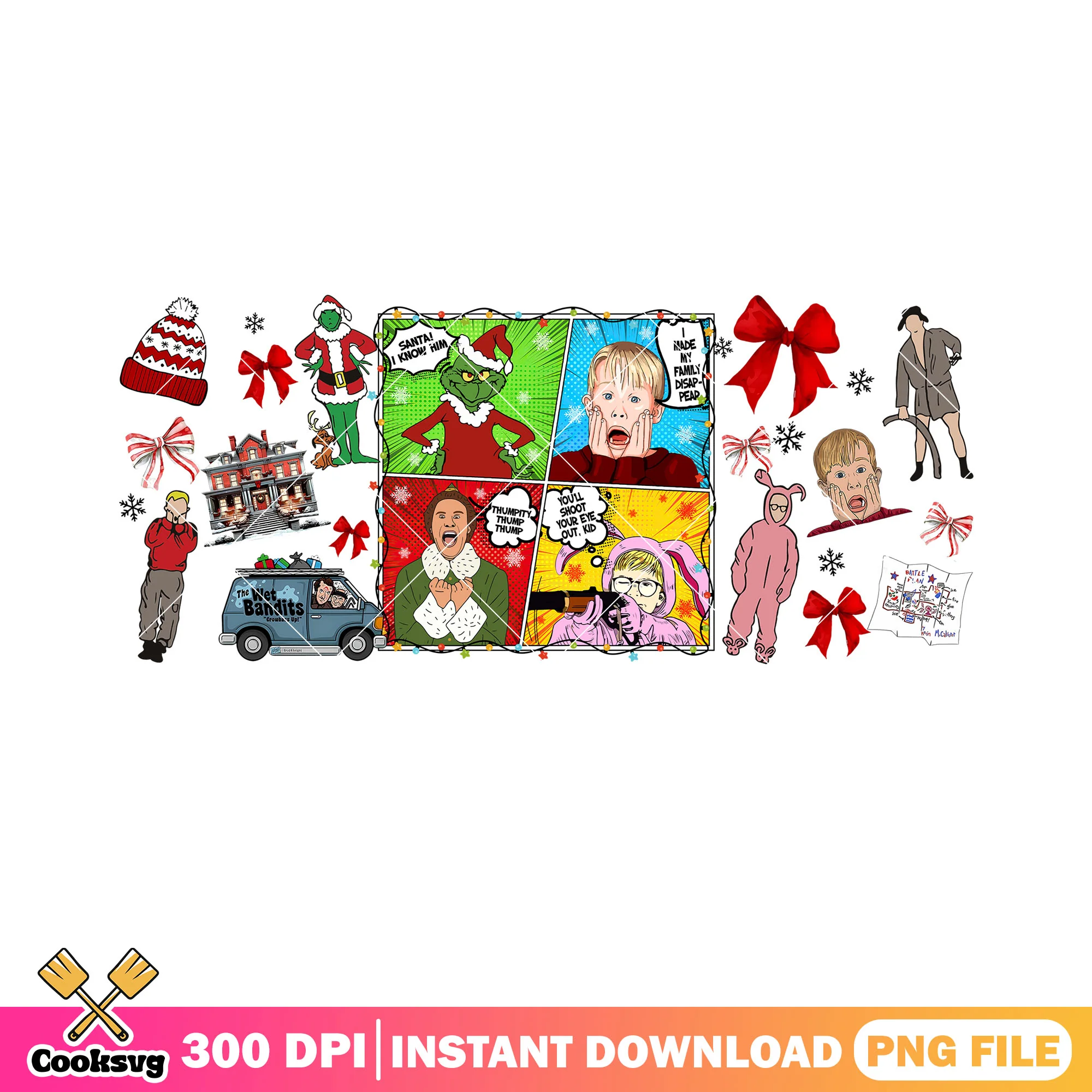 The winter christmas vibes comic png, home alone png, a christmas story png