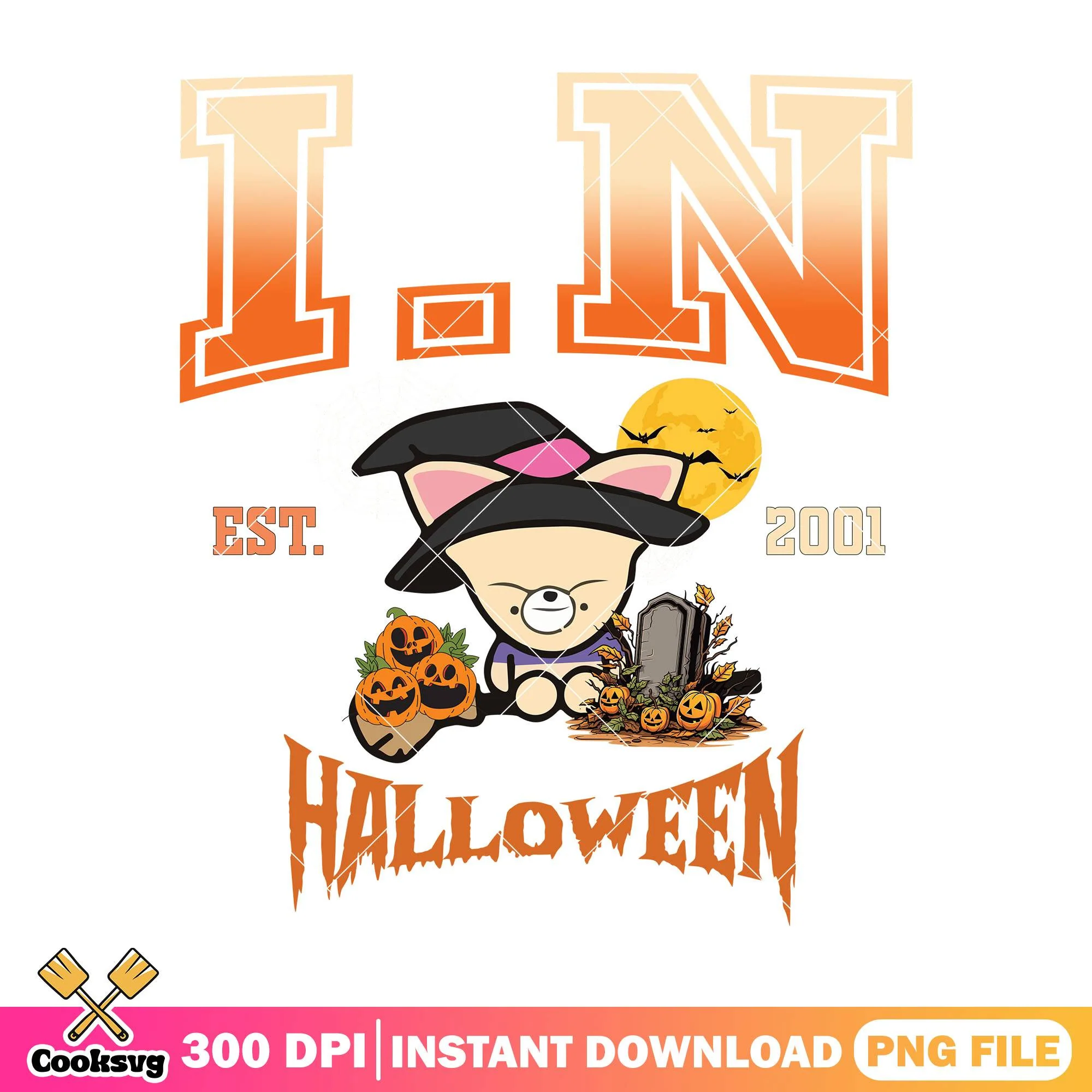 The witch fox design png, halloween happy png, cute fox png
