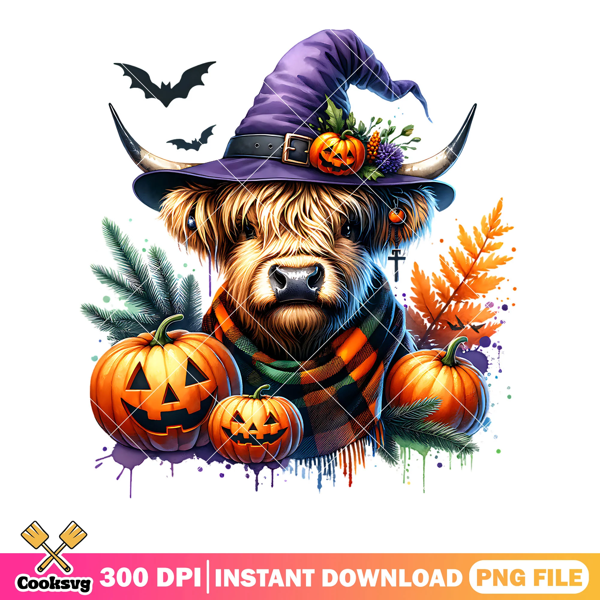 The witch hat cow png, jack o lantern png, halloween scary png
