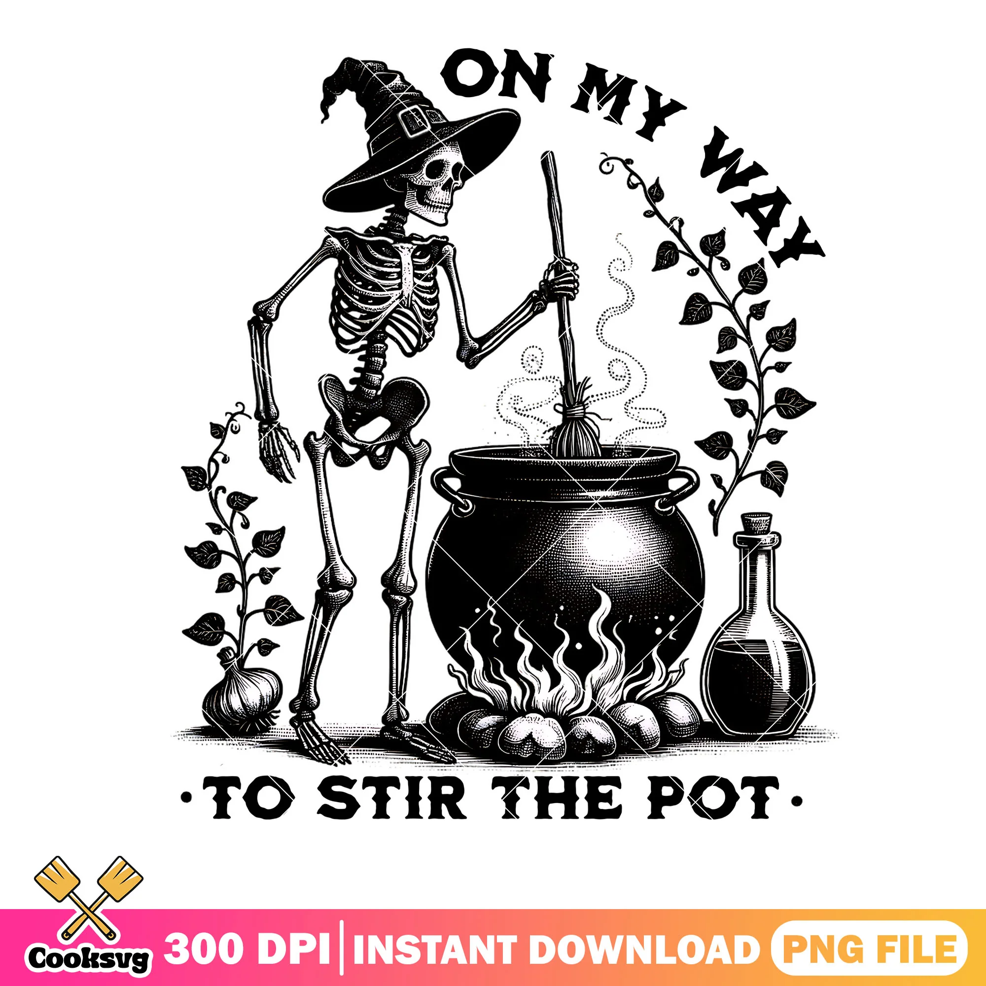 The witches cauldron png, skeleton costume png, halloween scary png