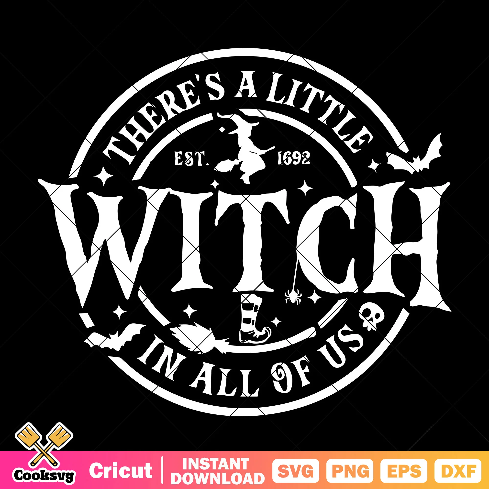 Theres a little witch svg, halloween witch svg, witch quotes svg