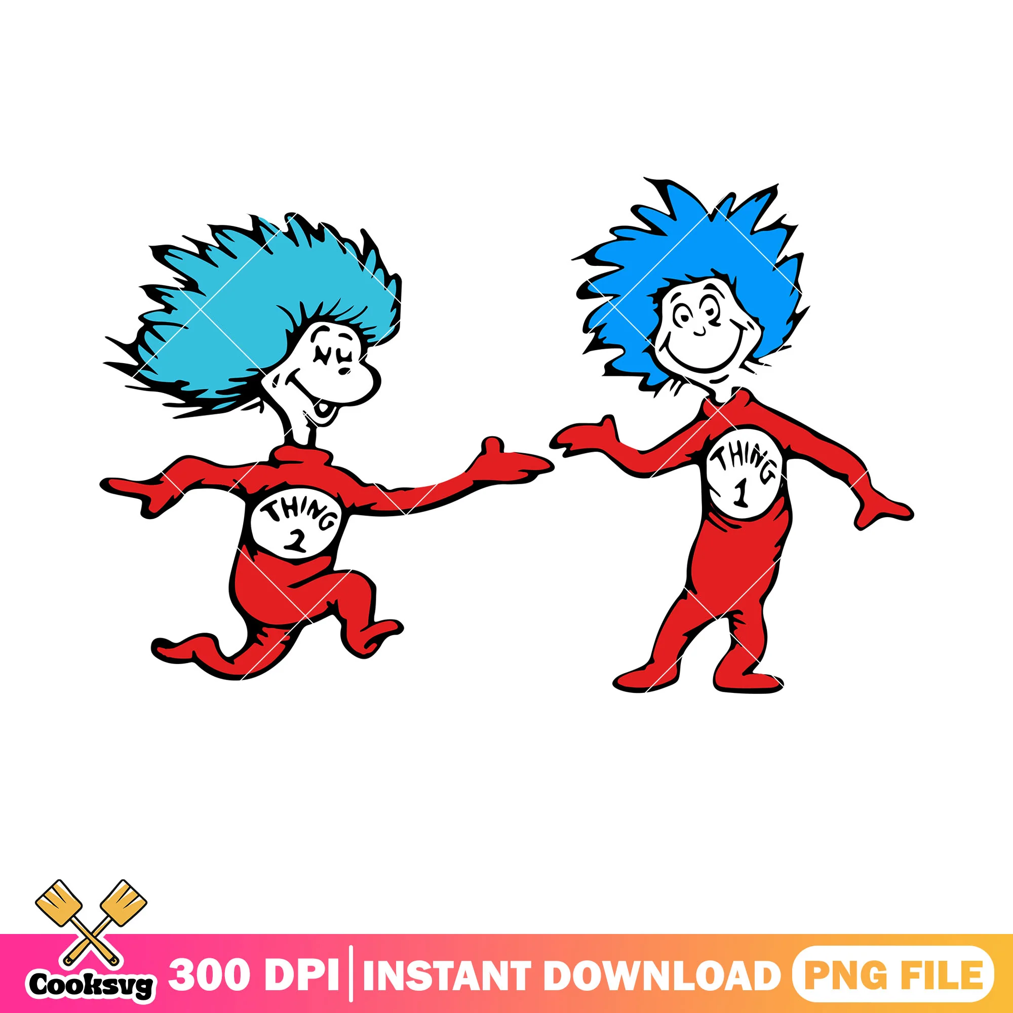 Thing one and thing two funny png, dr seuss thing png, dr seuss png