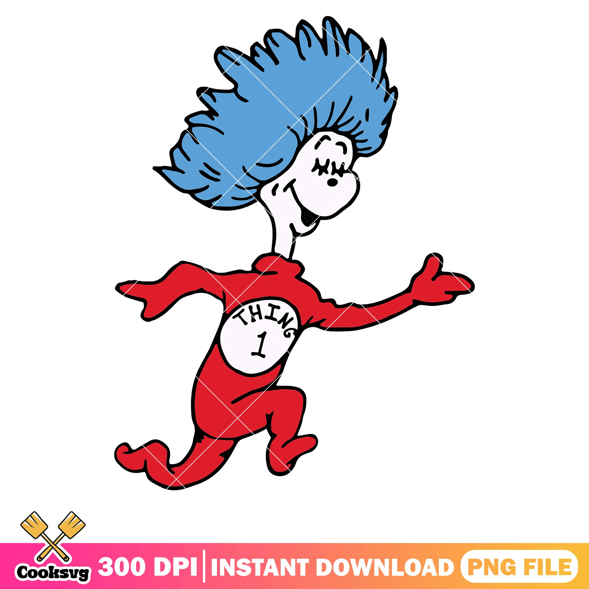 Thing one dr seuss cartoon png, dr seuss thing one png, dr seuss png