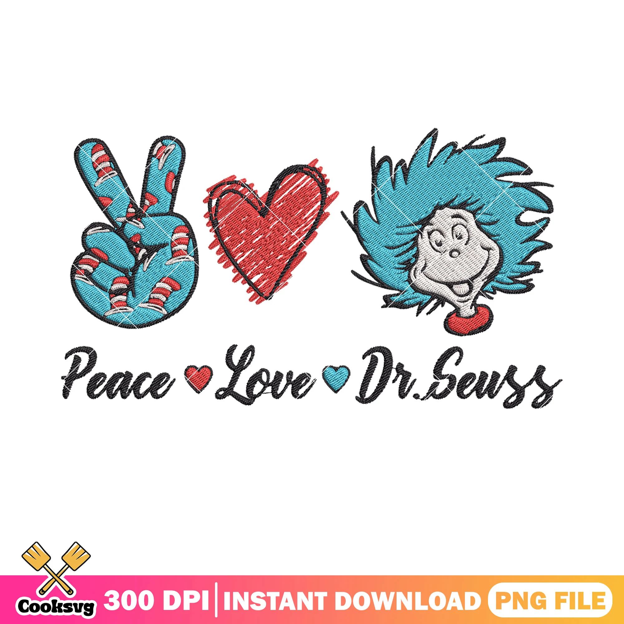 Thing peace love dr seuss png, dr seuss thing one png, dr seuss love png