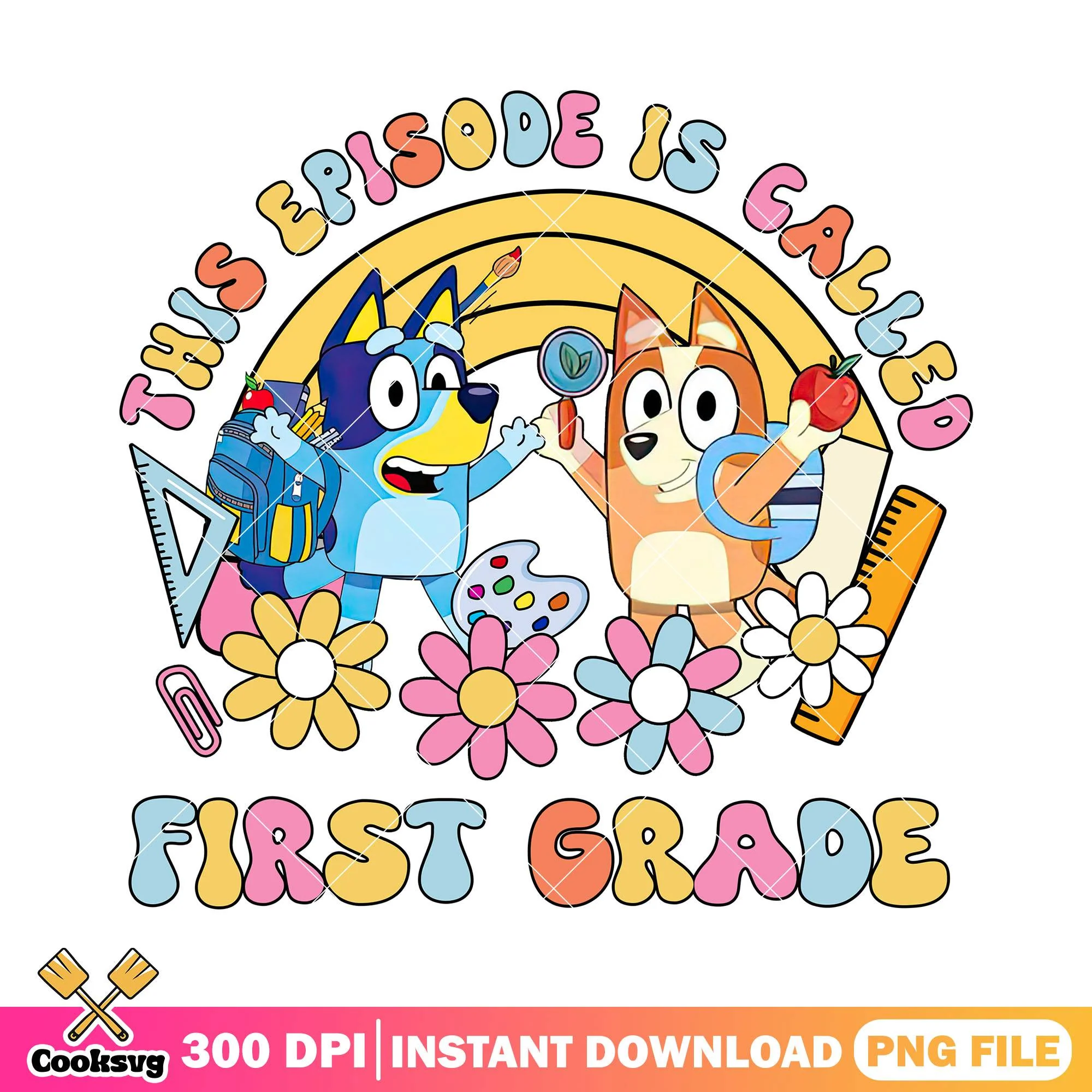 This episode is called first grade png, bluey png, back to school png