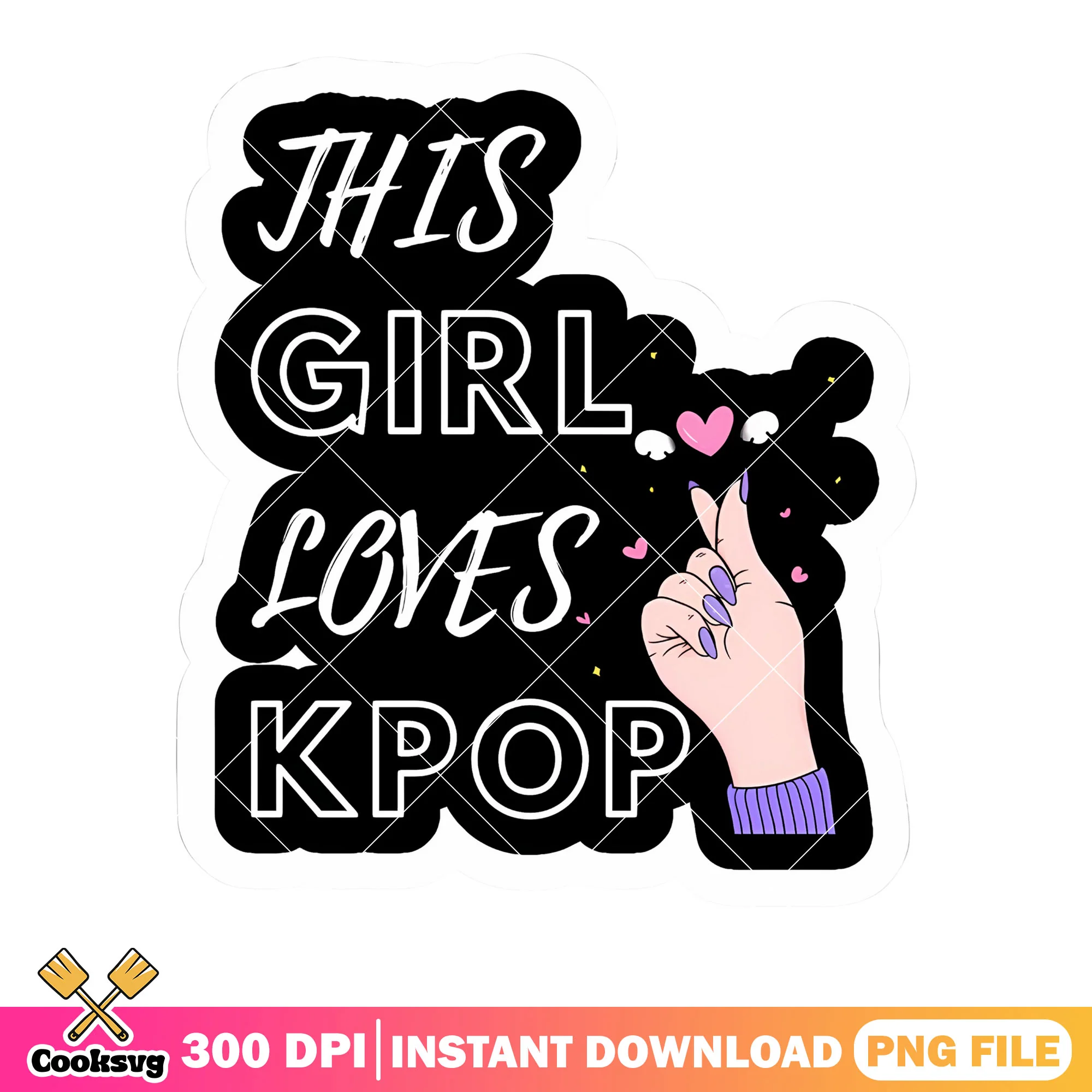 This girl loves kpop sticker png, kpop love png, sticker this love png